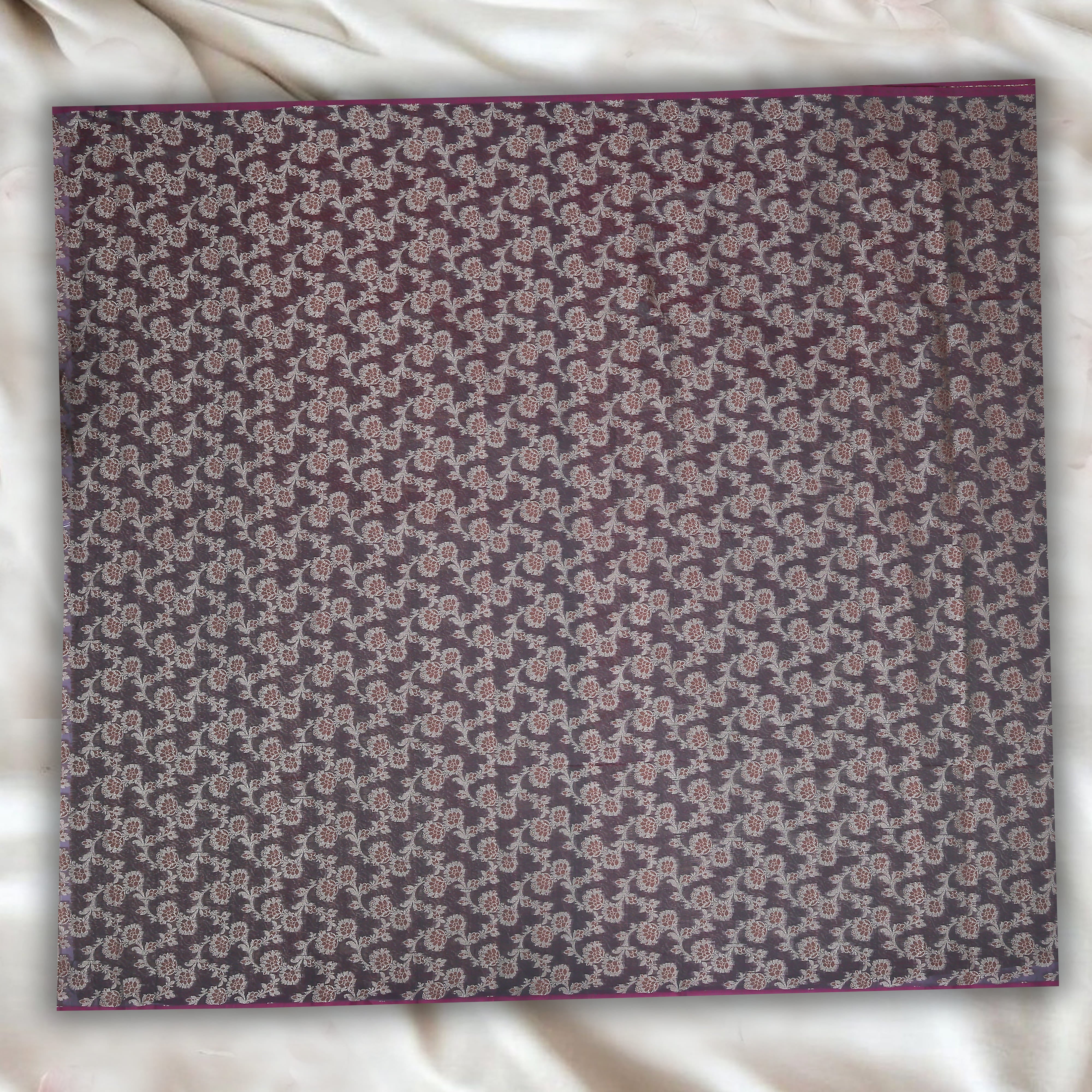 WINE UNSTITCHED SUIT IN BANARASI SILK FABRIC