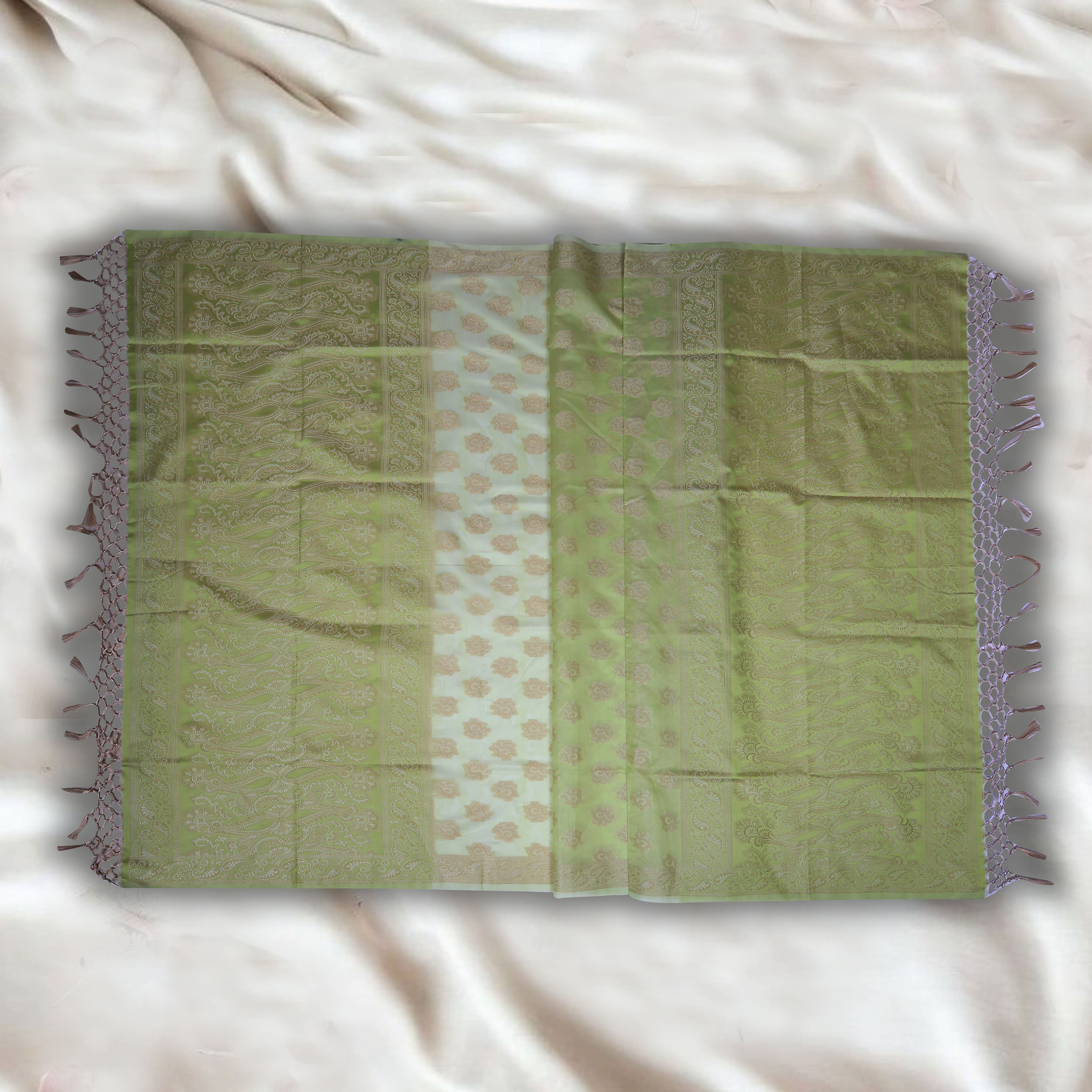 LIME GREEN UNSTITCHED SUIT IN BANARASI SILK FABRIC