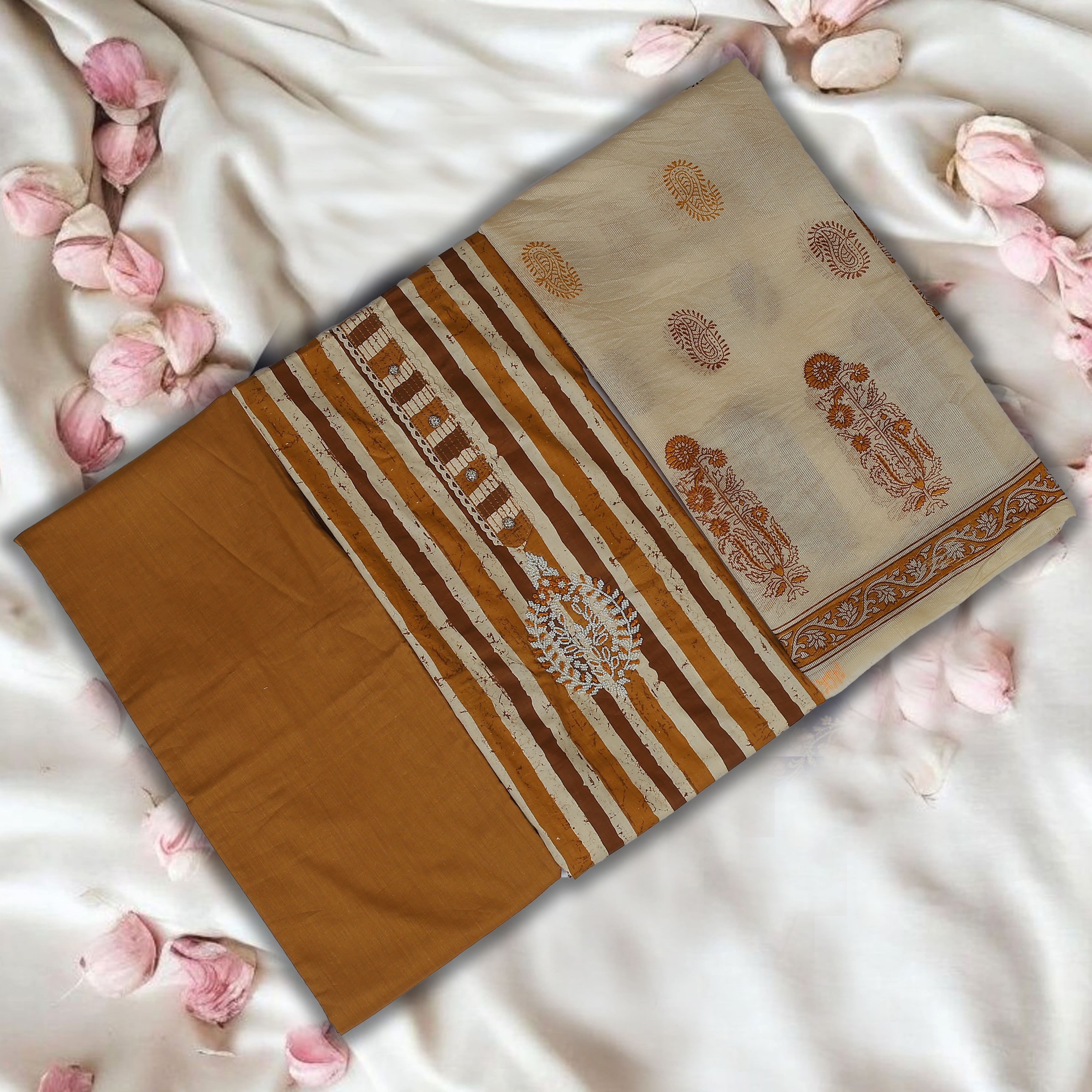 BROWN UNSTITCHED SUIT IN COTTON FABRIC