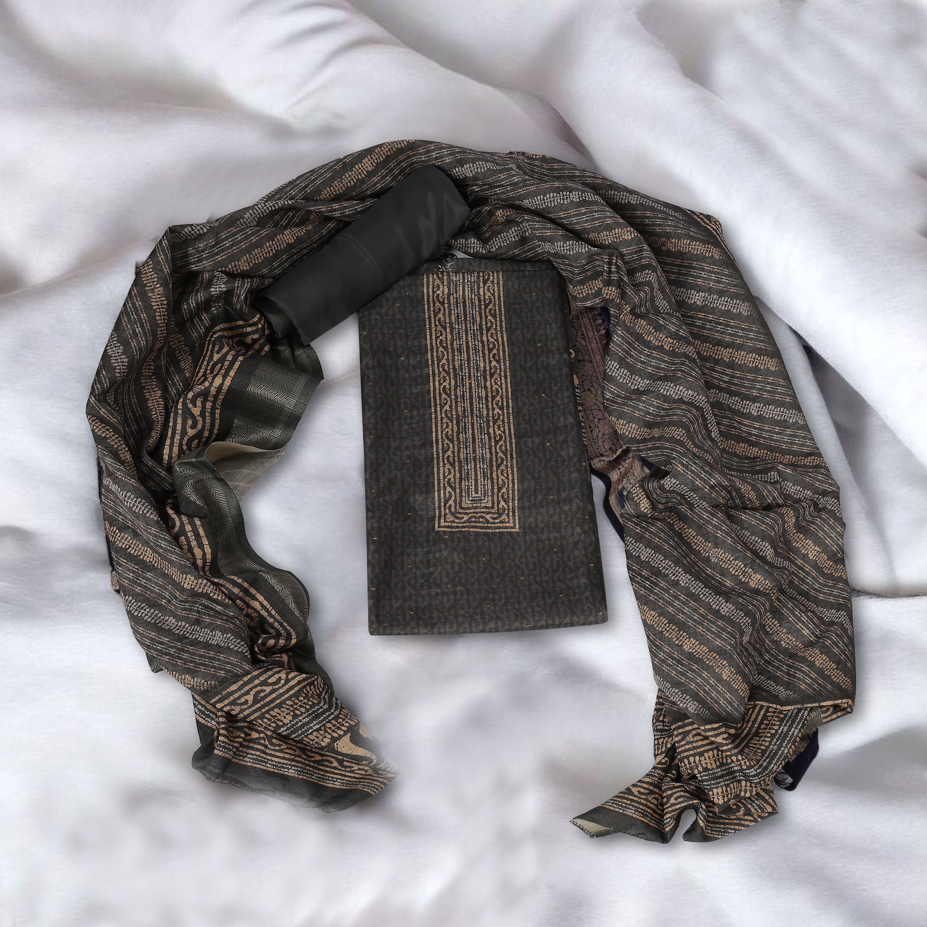 UNSTITCHED SUIT IN CHANDERI FABRIC
