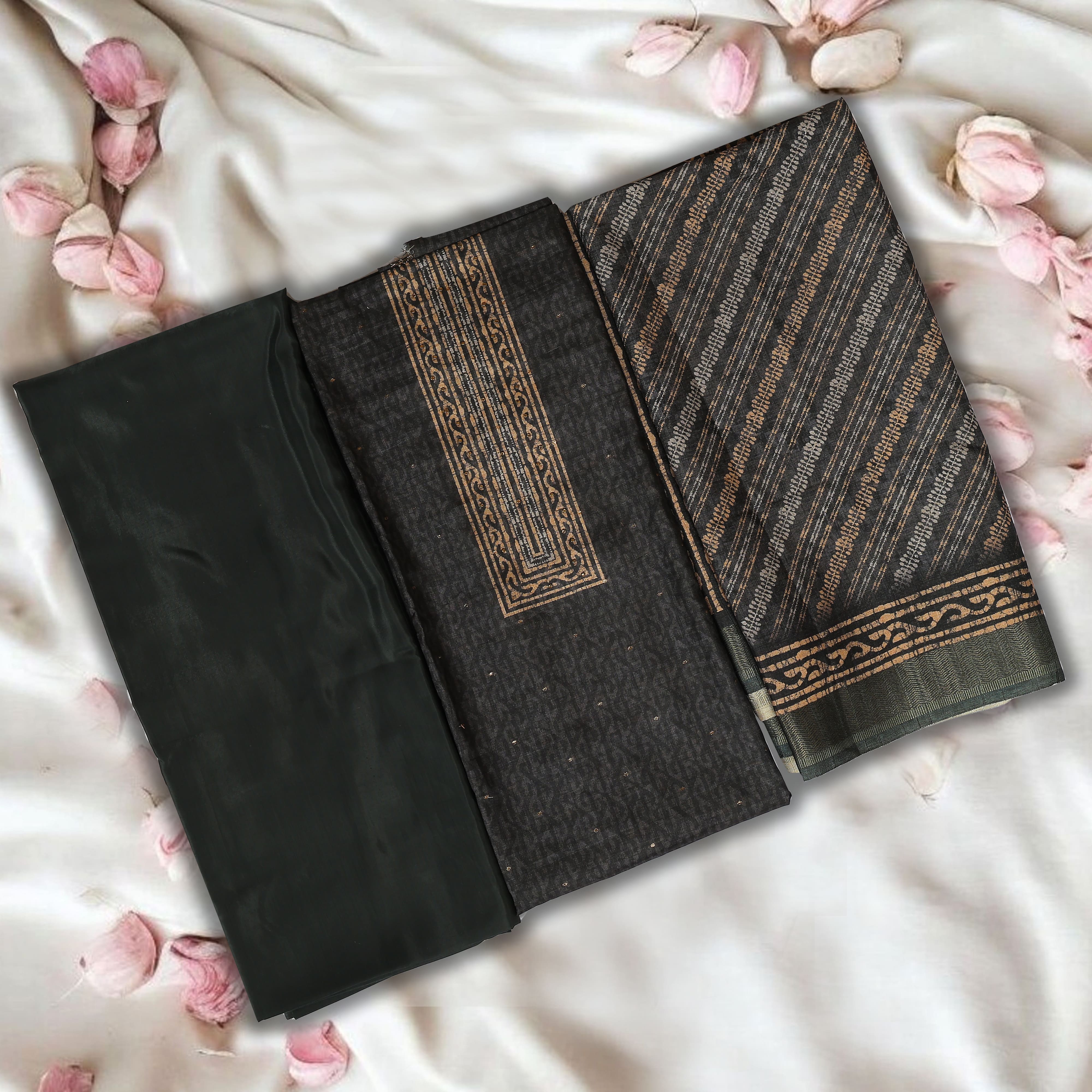 UNSTITCHED SUIT IN CHANDERI FABRIC