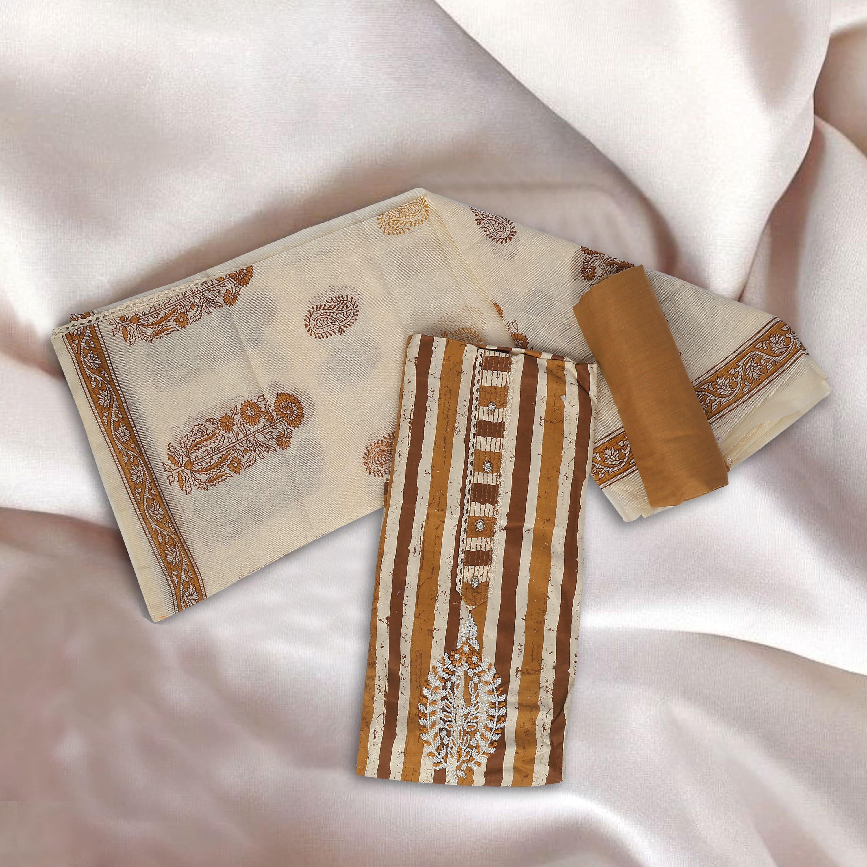 BROWN UNSTITCHED SUIT IN COTTON FABRIC