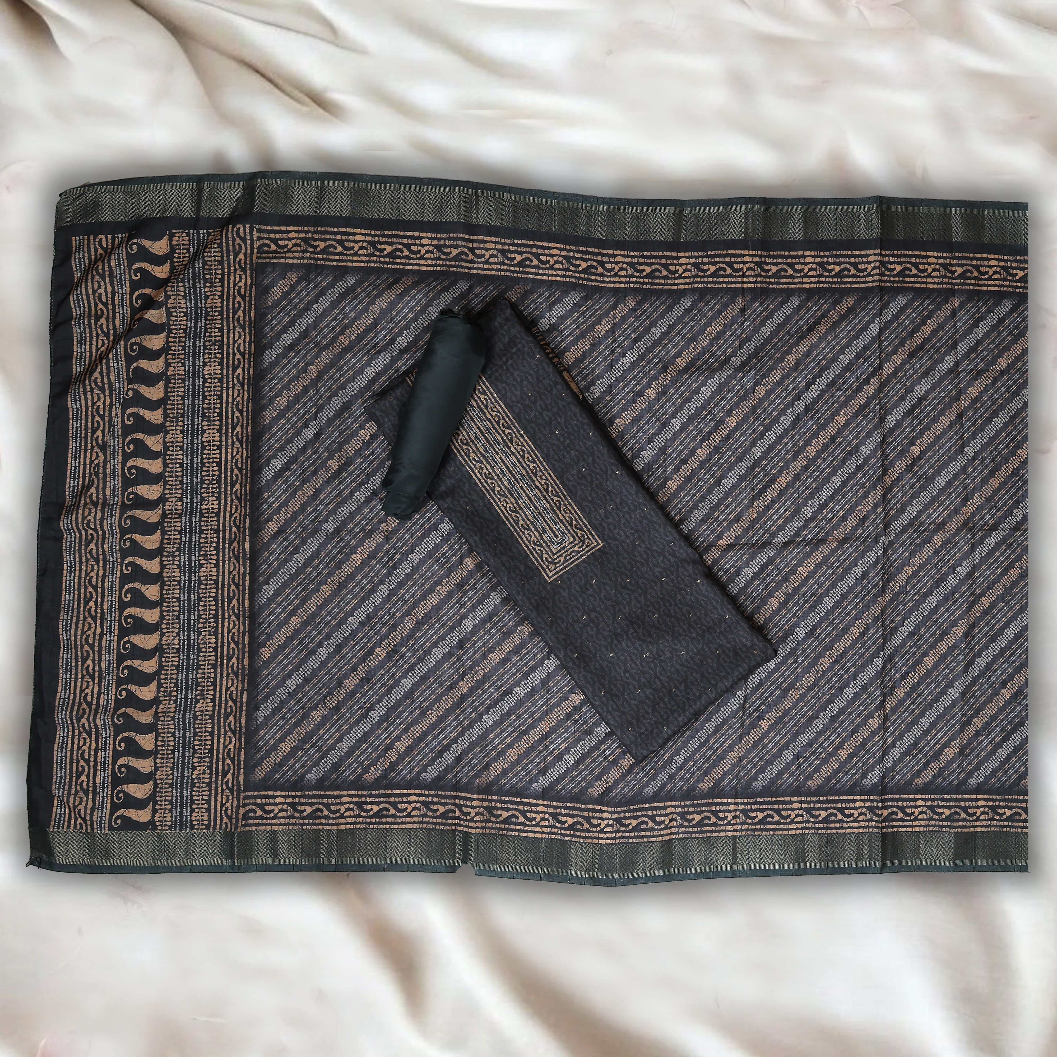 UNSTITCHED SUIT IN CHANDERI FABRIC