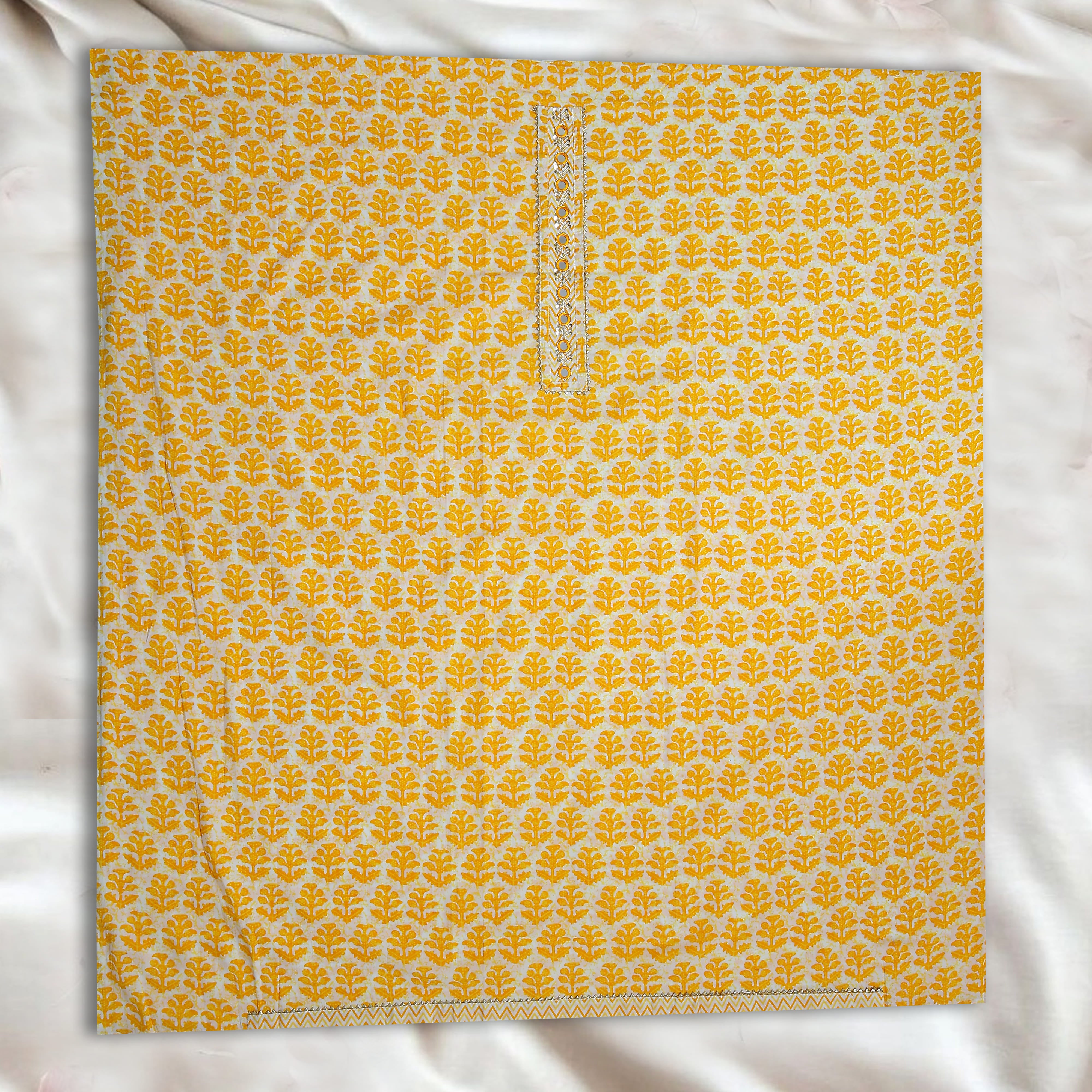 YELLOW UNSTITCHED SUIT IN COTTON FABRIC