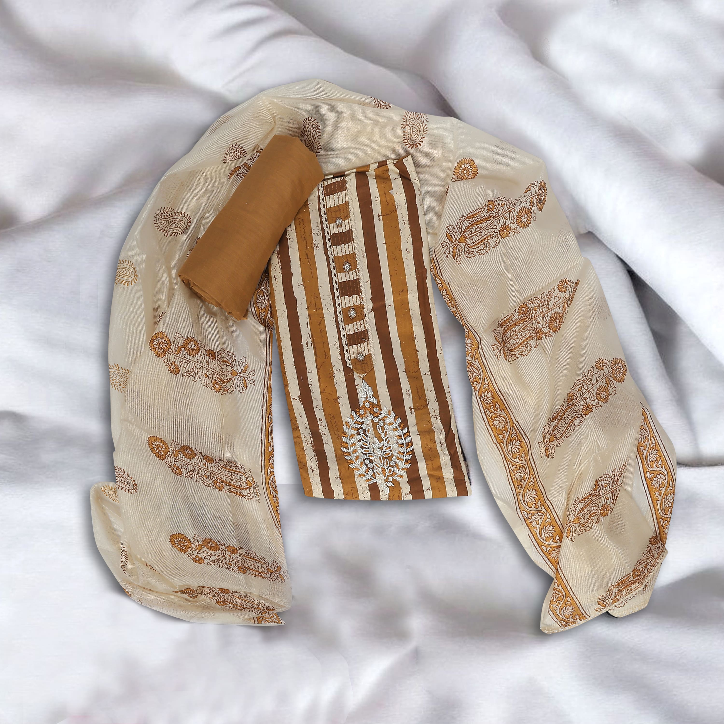 BROWN UNSTITCHED SUIT IN COTTON FABRIC