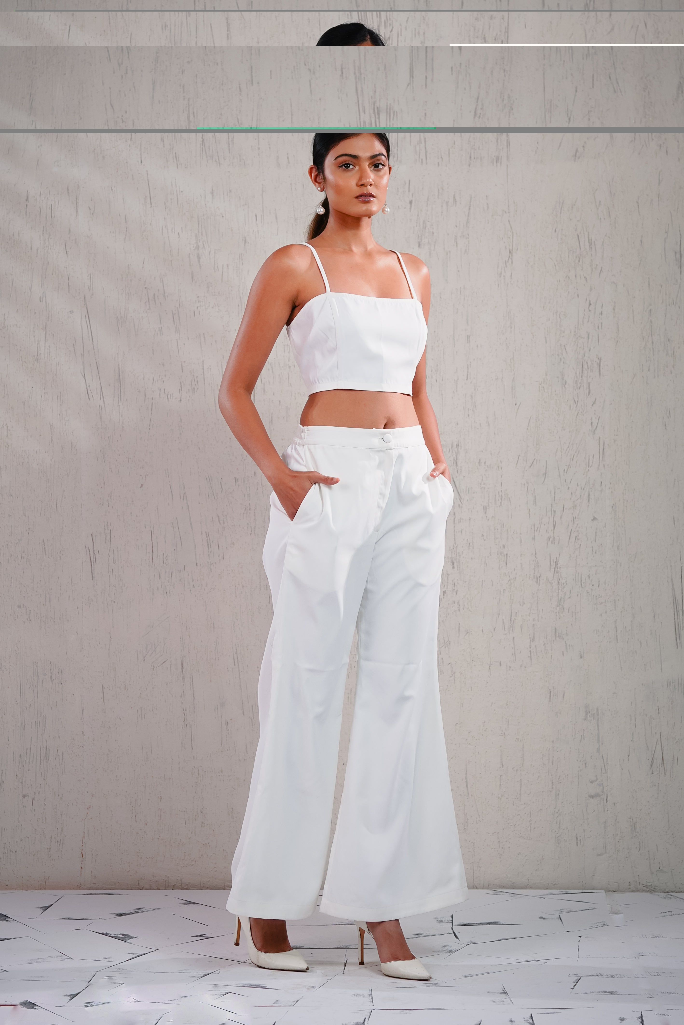 LANTANA - White Crop Top with FlarePants