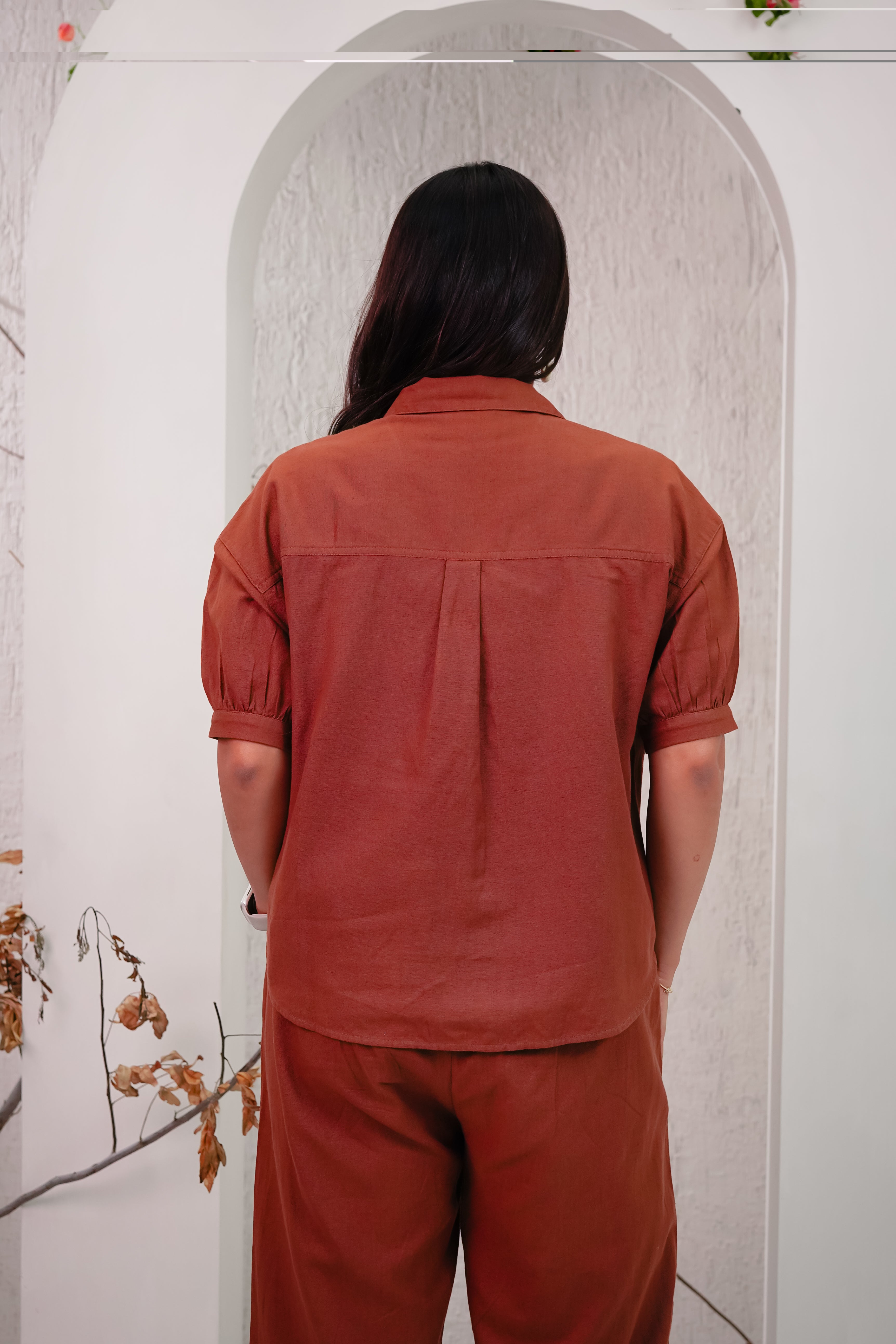 LILY - Coffee Linen Cotton Co-ord Set