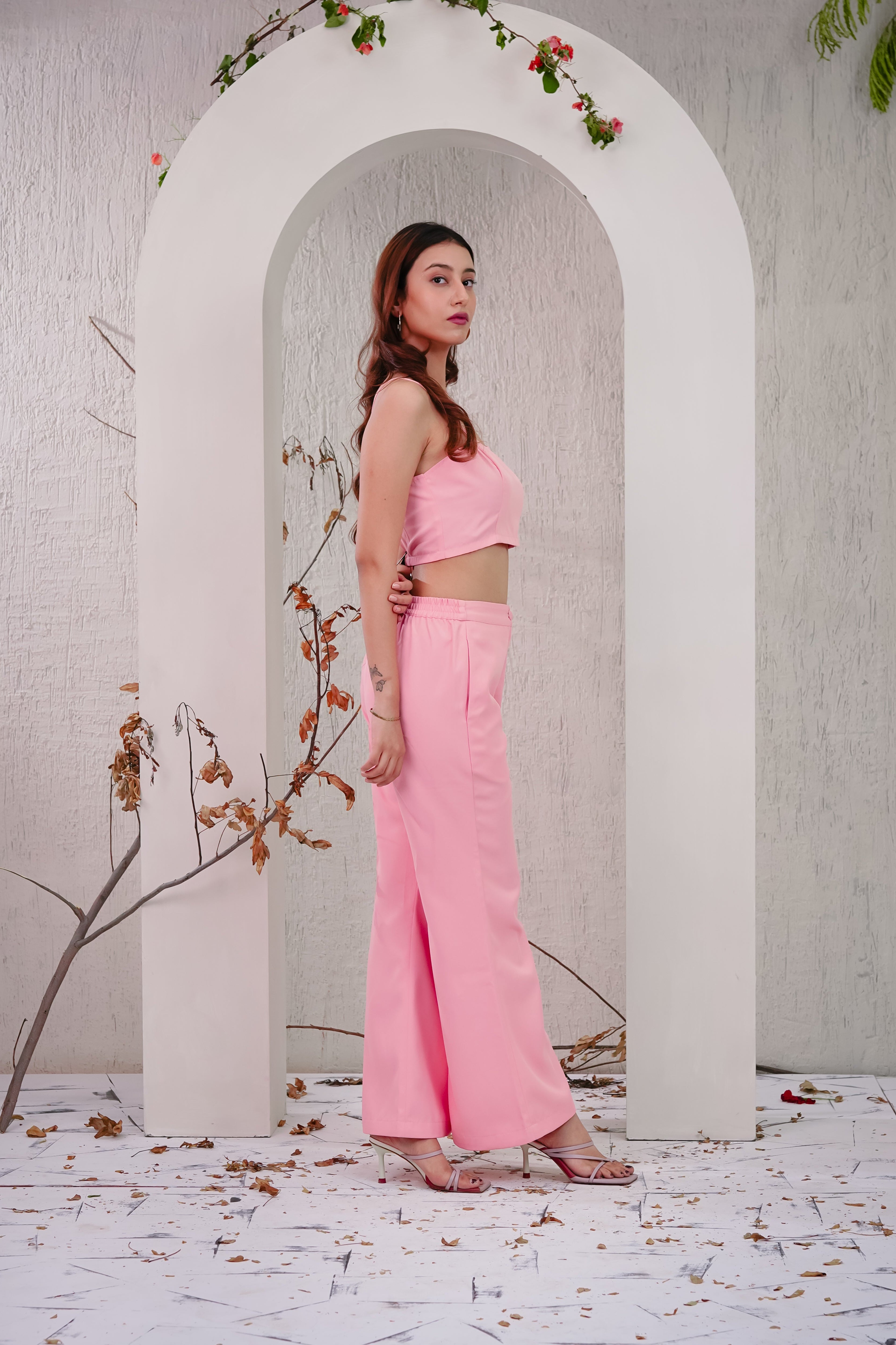 LANTANA - Peach Crop Top with Flare Pants