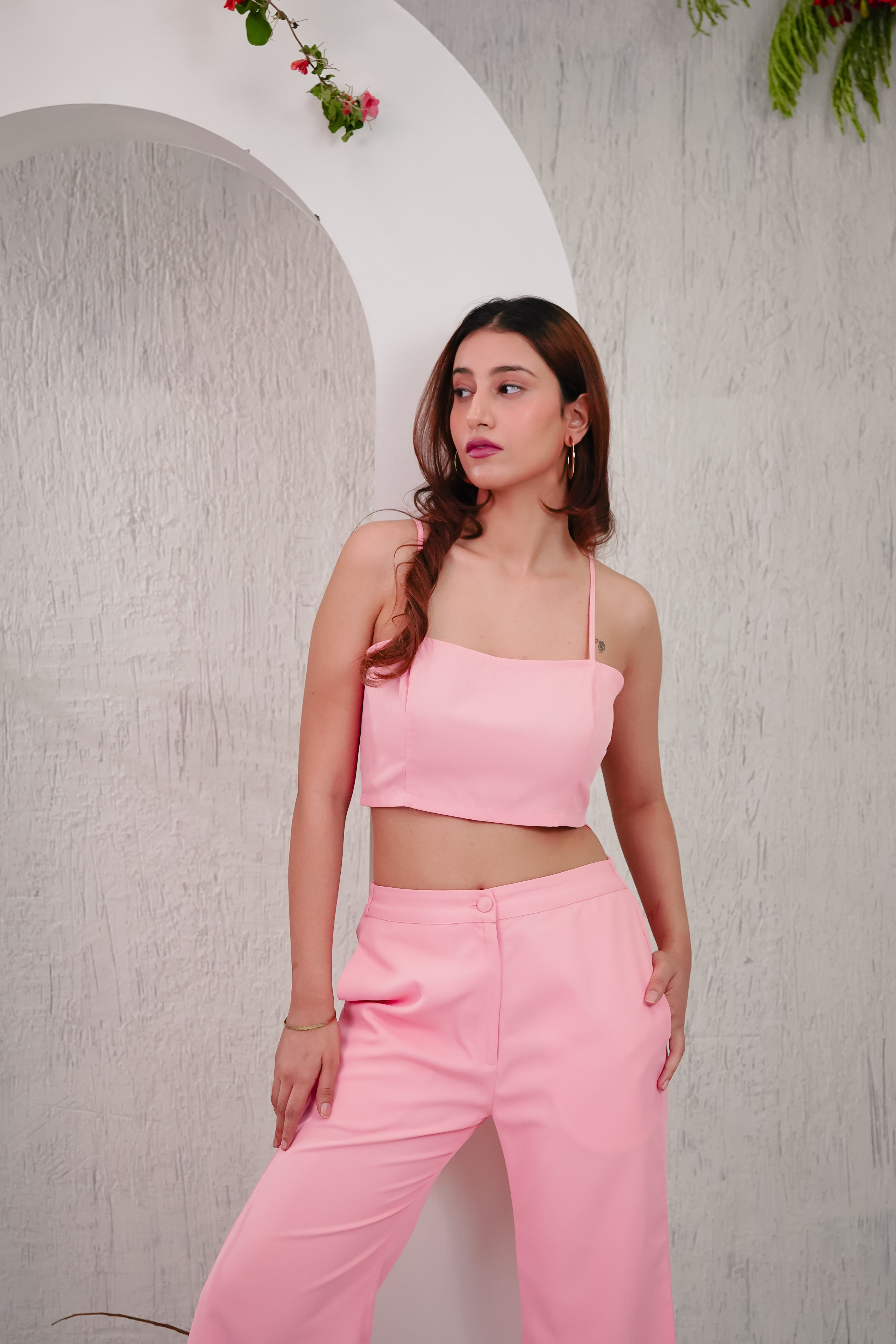 LANTANA - Peach Crop Top with Flare Pants
