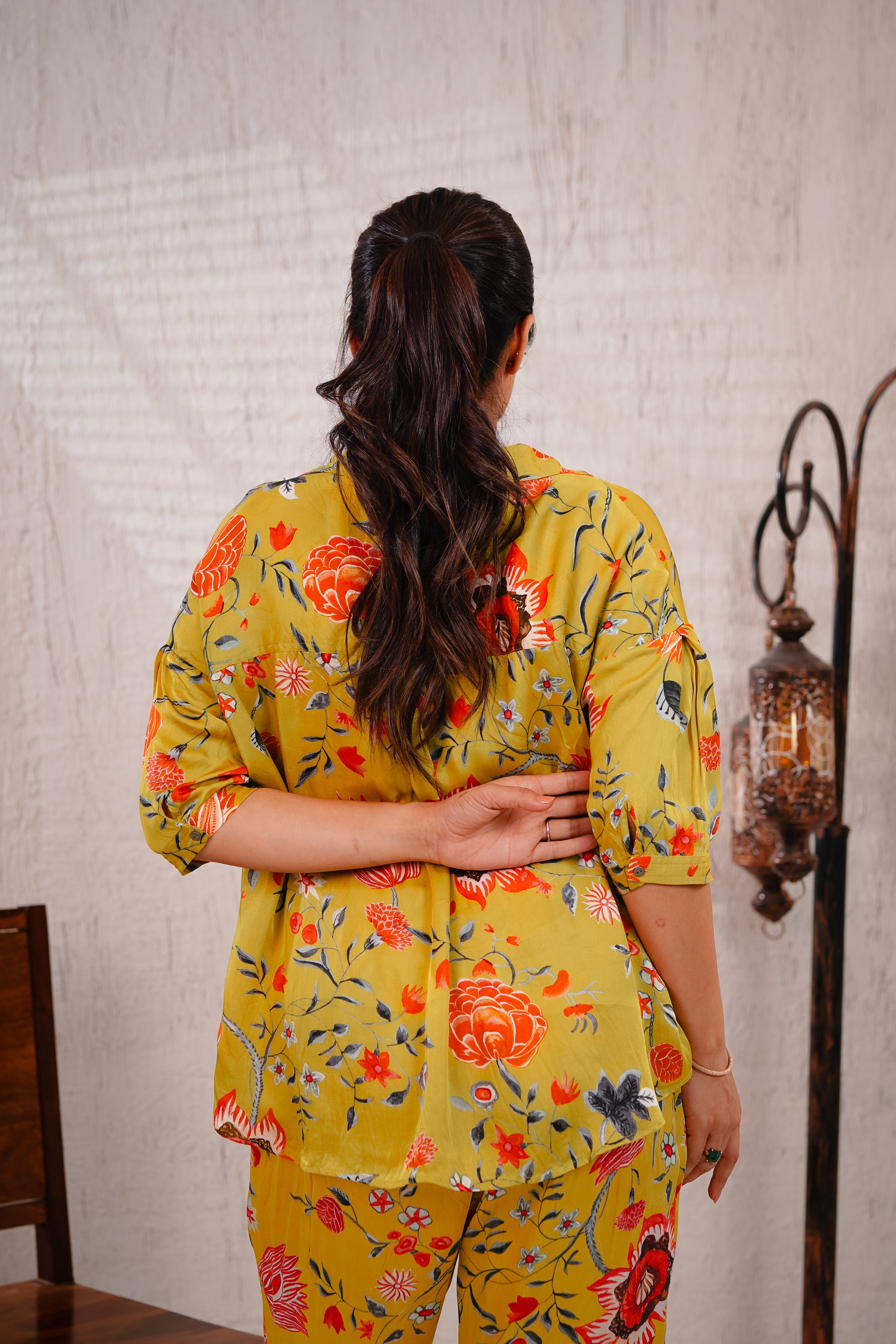 SILKY LILY - Silky Neon Green Floral Co-ord Set