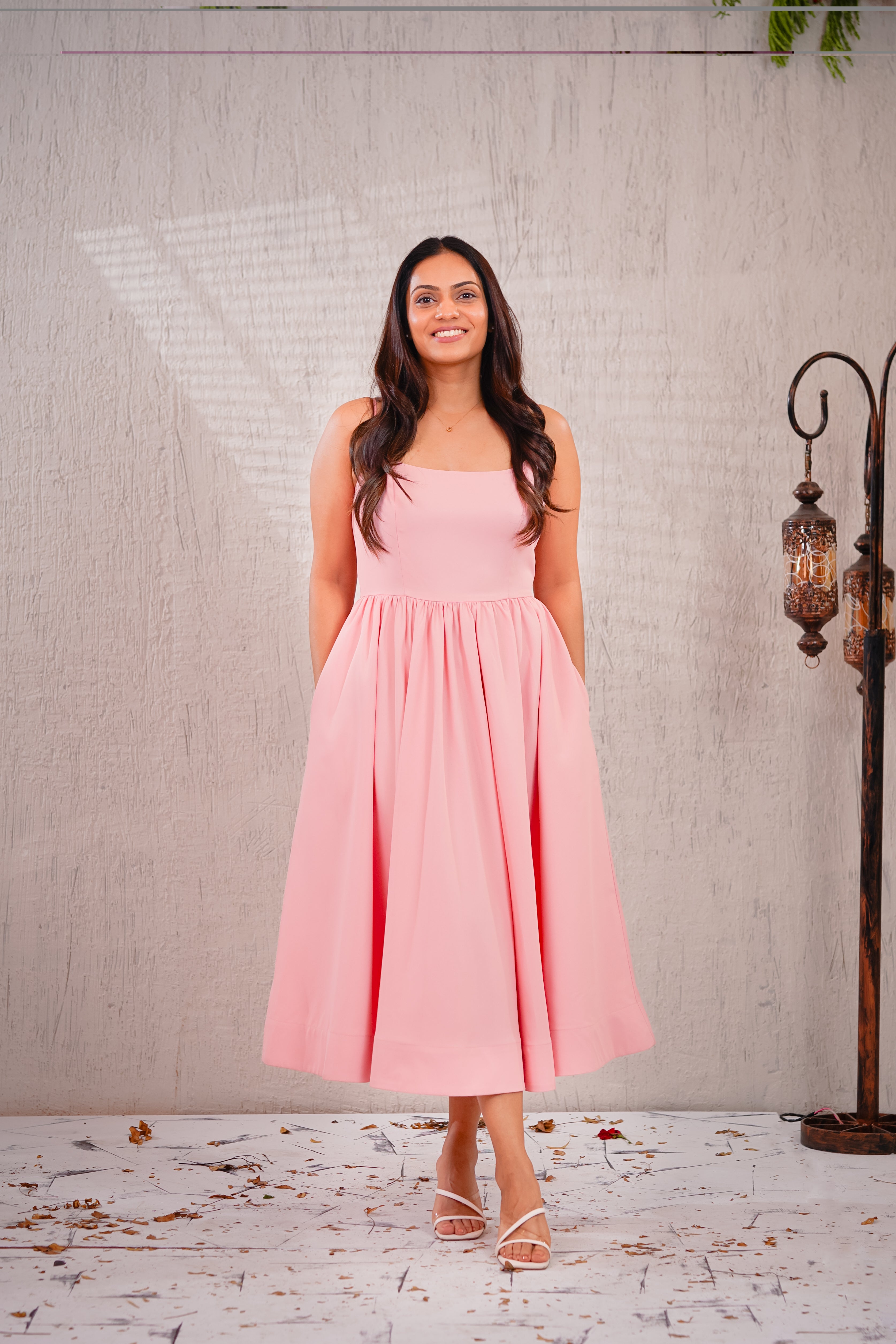 BLOSSOM - Peach Corset Flared Maxi dress