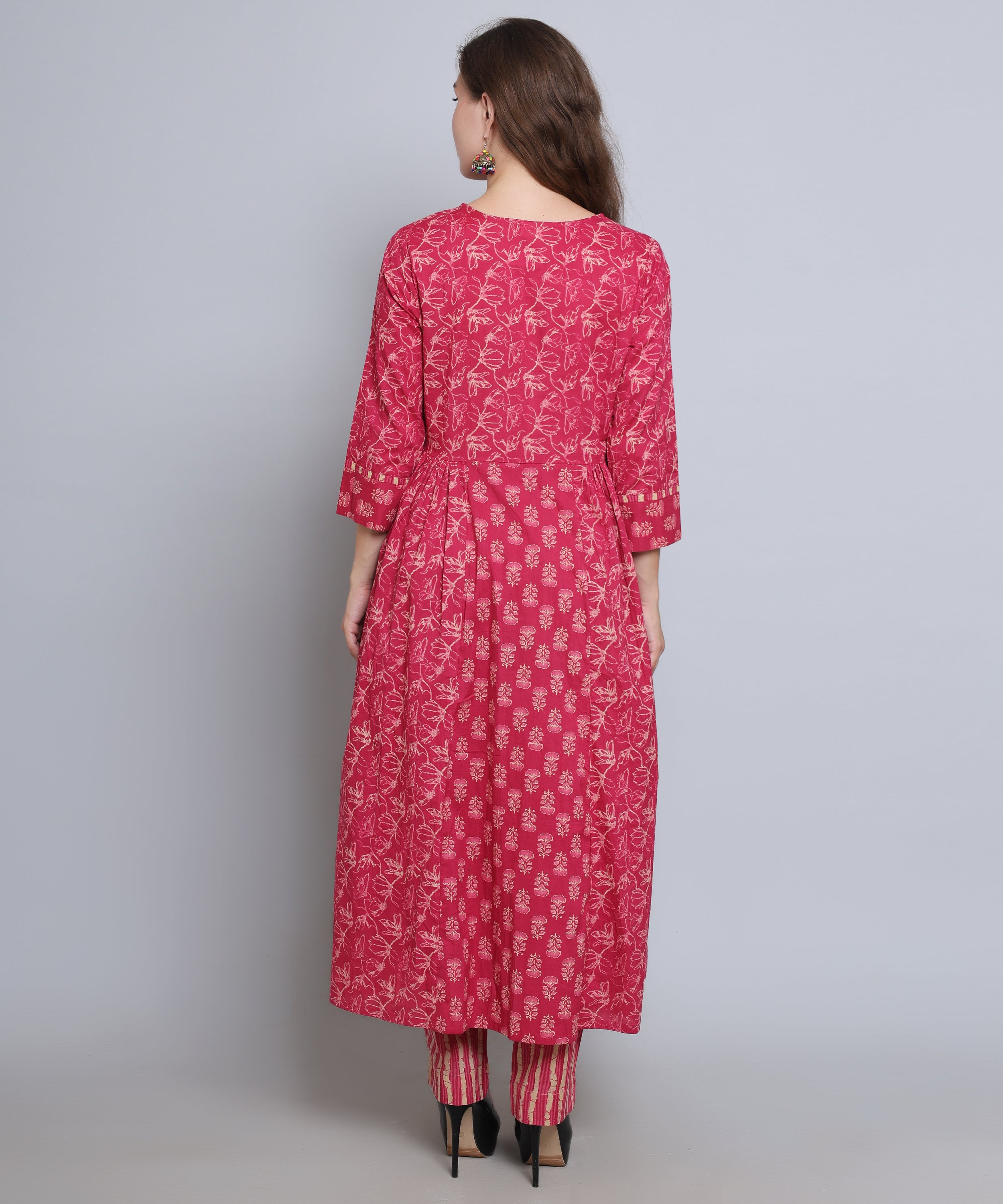 Pink Naira Cut suit with Pants in Cotton Fabric