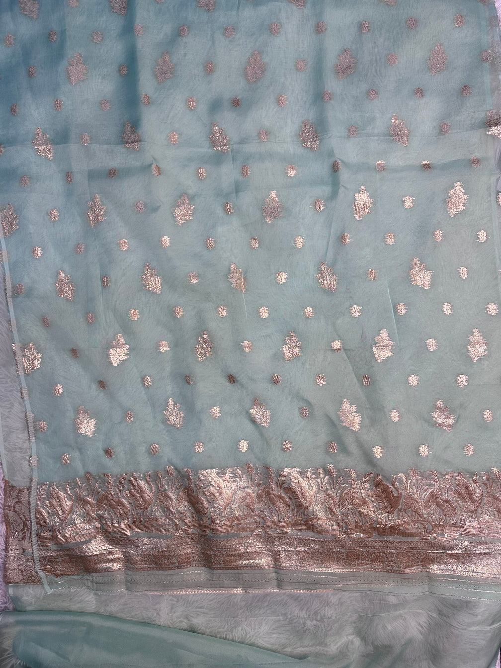 MINT GREEN UNSTITCHED SUIT IN ORGANZA FABRIC