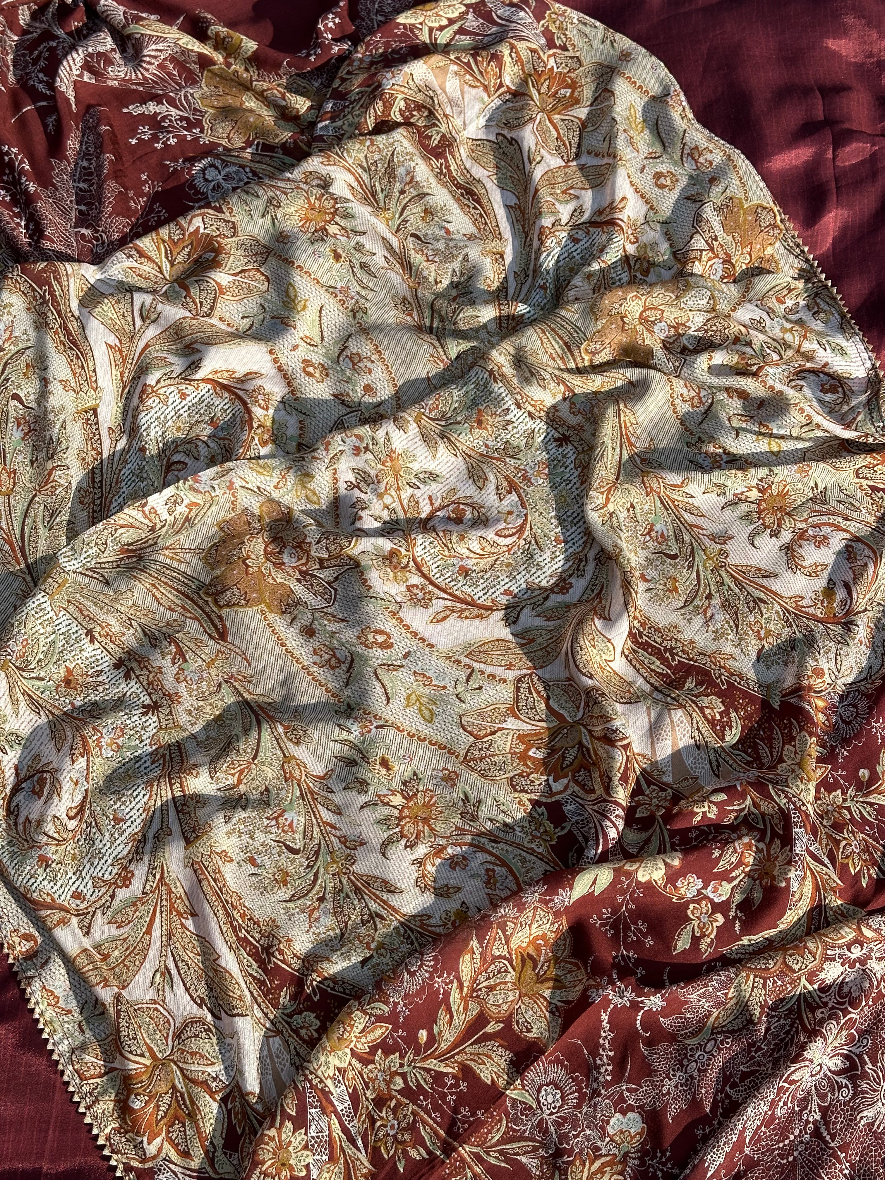 MAROON UNSTITCHED SUIT IN MUSLIN FABRIC