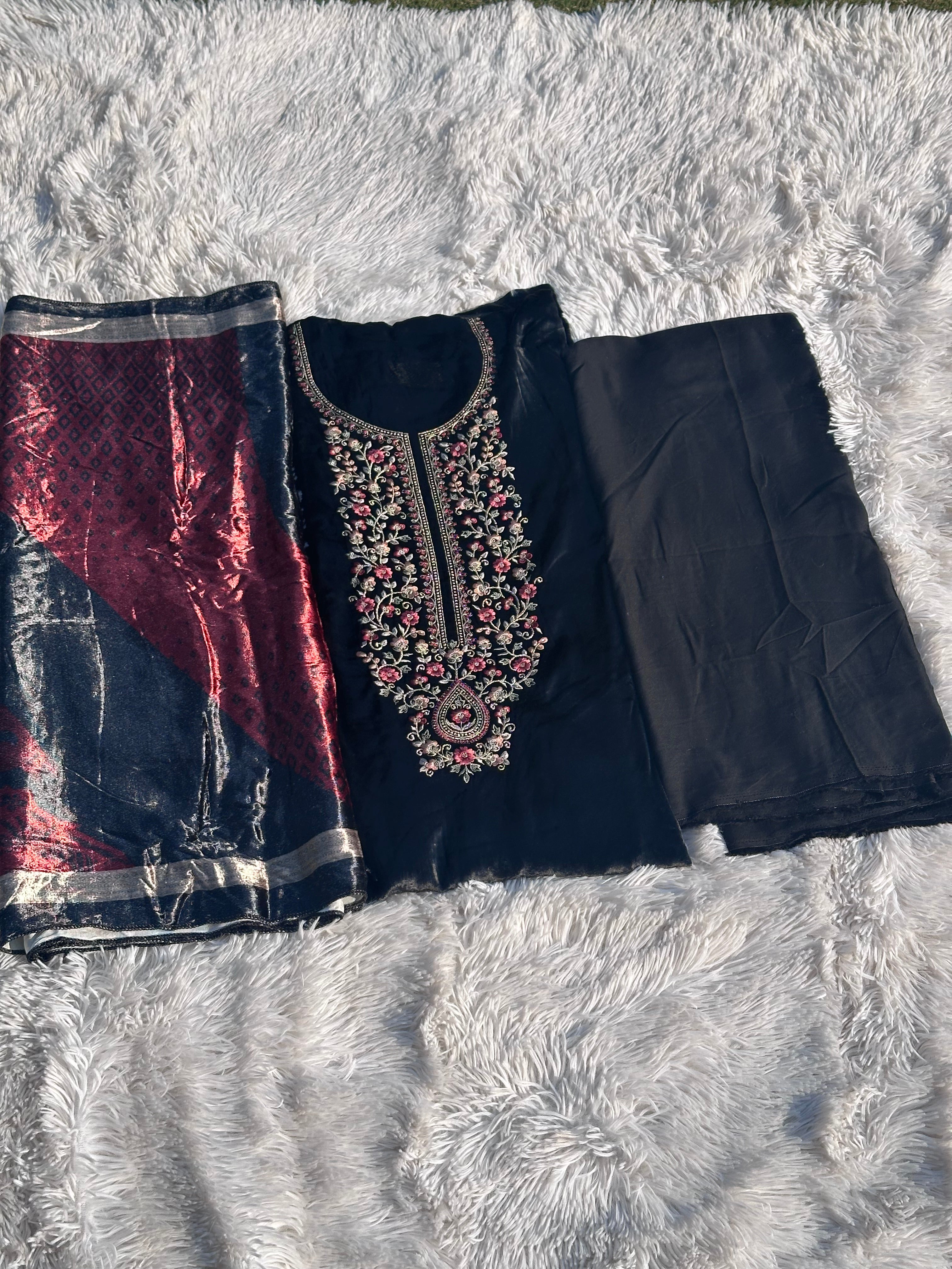 BLACK UNSTITCHED SUIT IN PURE SHANEEL FABRIC