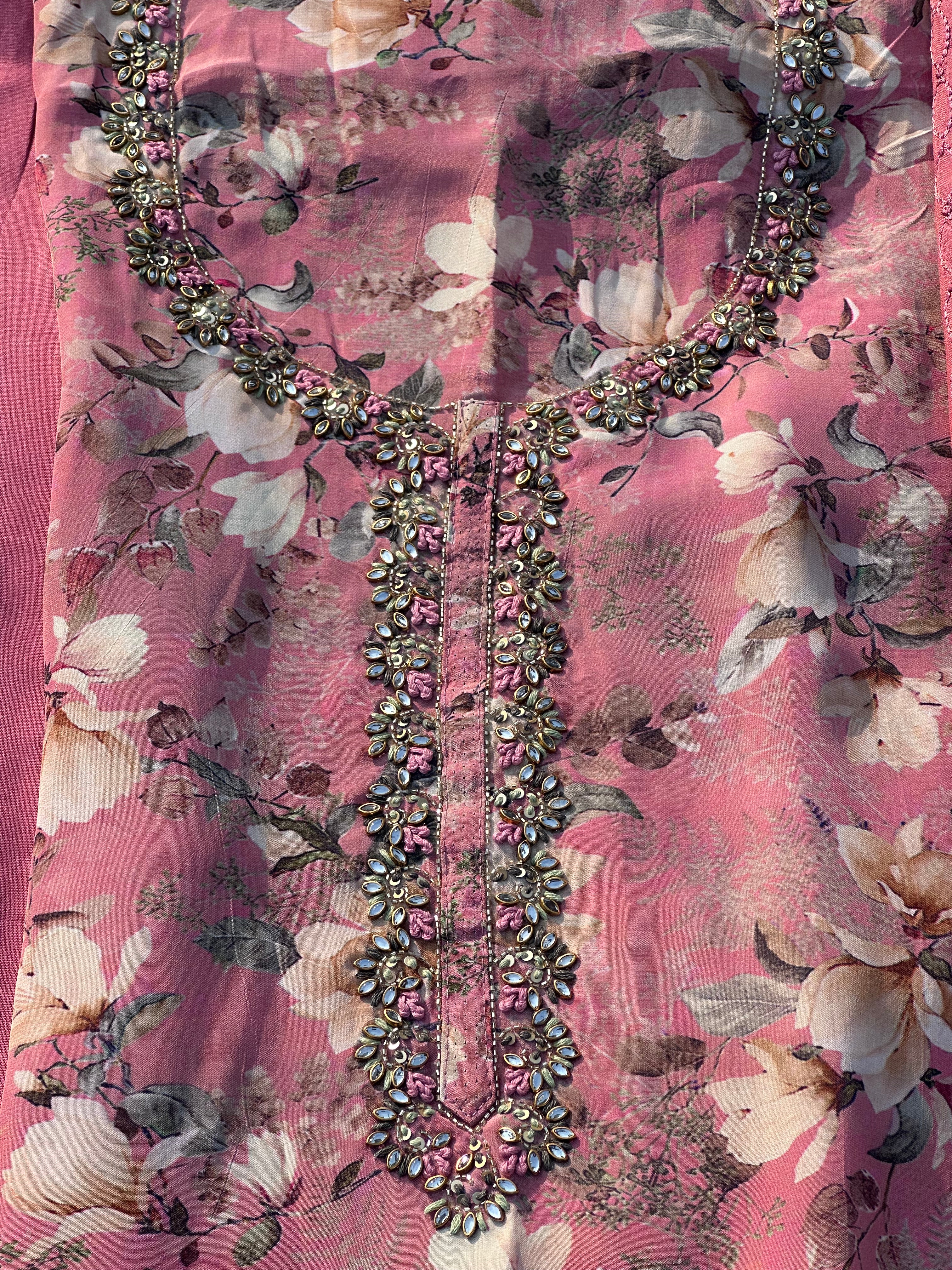 PINK UNSTITCHED SUIT IN PURE CREPE FABRIC