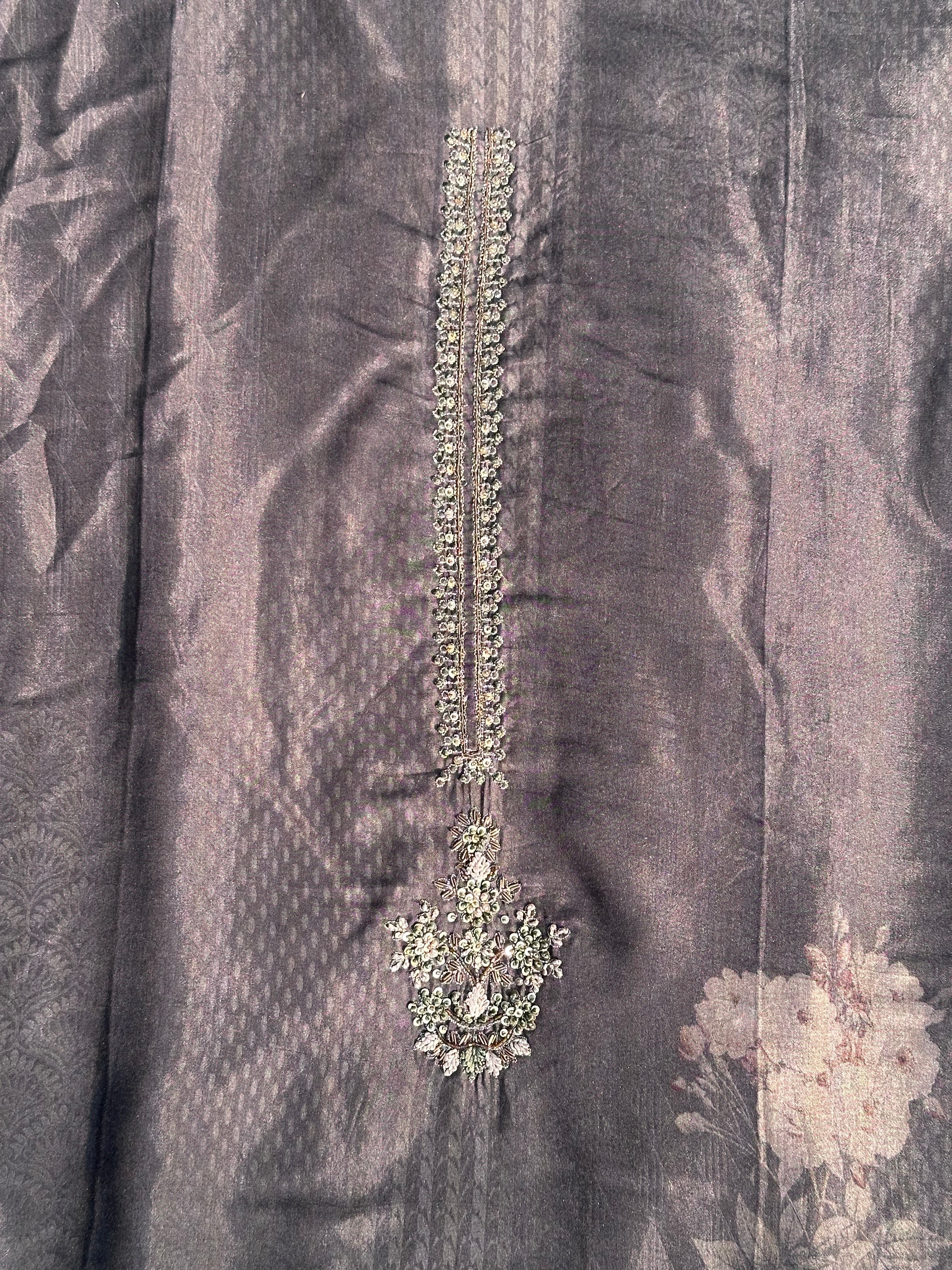 DARK GREY UNSTITCHED SUIT IN PURE MUSLIN FABRIC