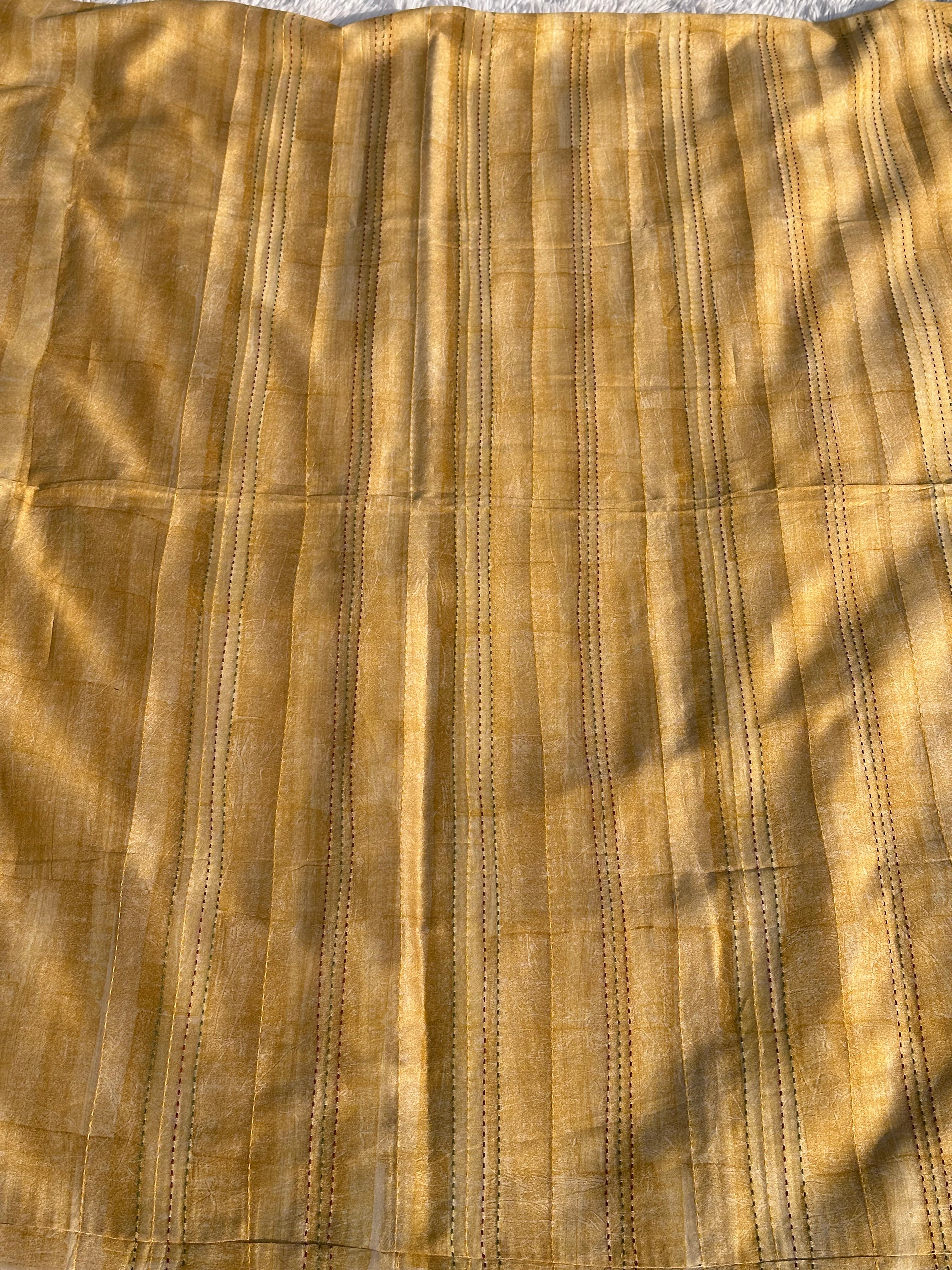MUSTARD UNSTITCHED SUIT IN MAHESHWARI SILK FABRIC