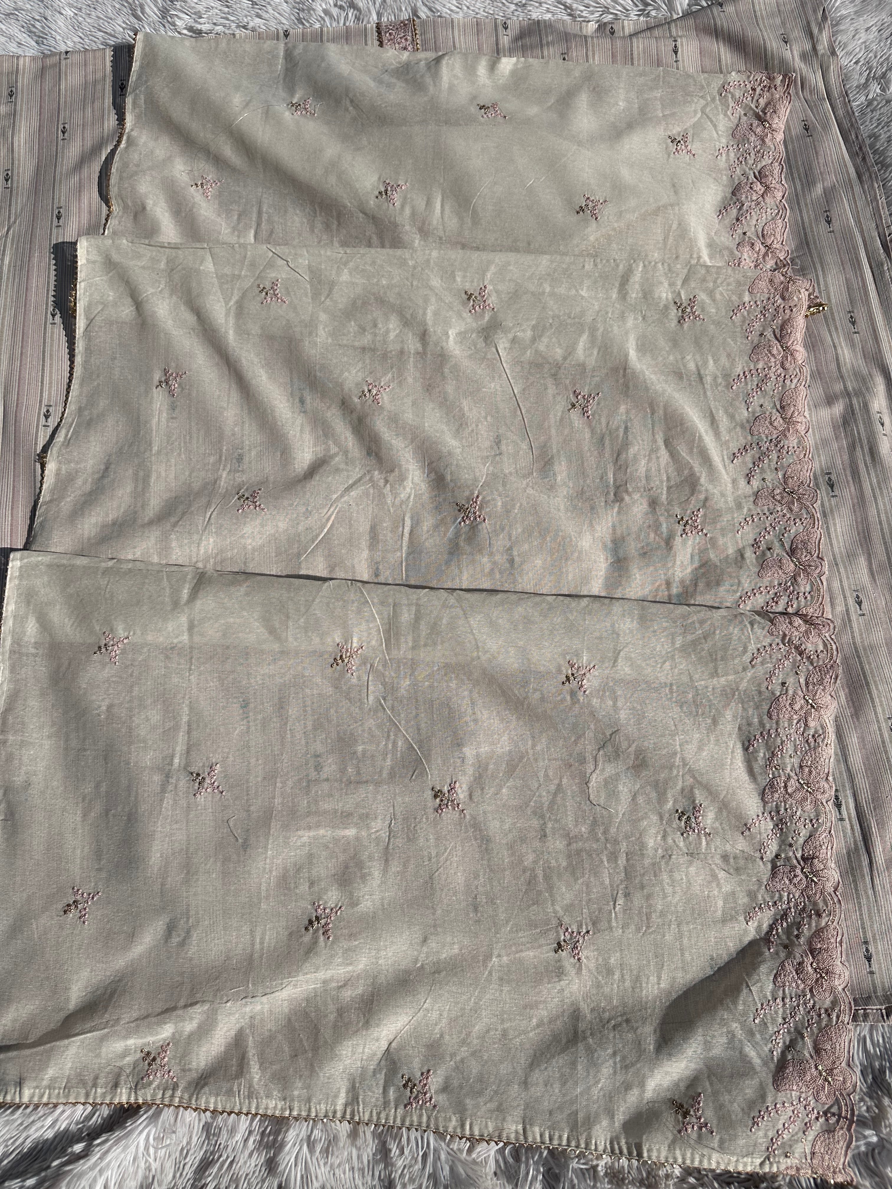 PINK BLUE STRIPES UNSTITCHED SUIT IN COTTON FABRIC