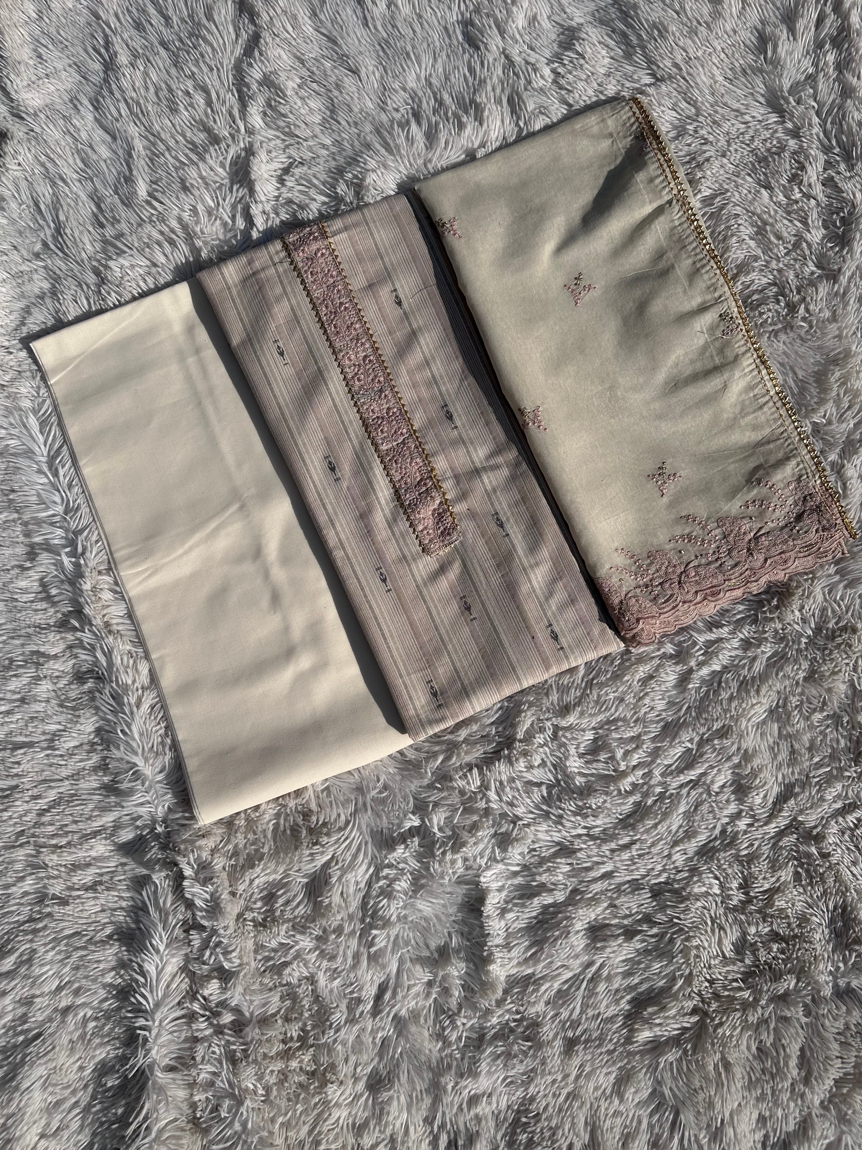 PINK BLUE STRIPES UNSTITCHED SUIT IN COTTON FABRIC