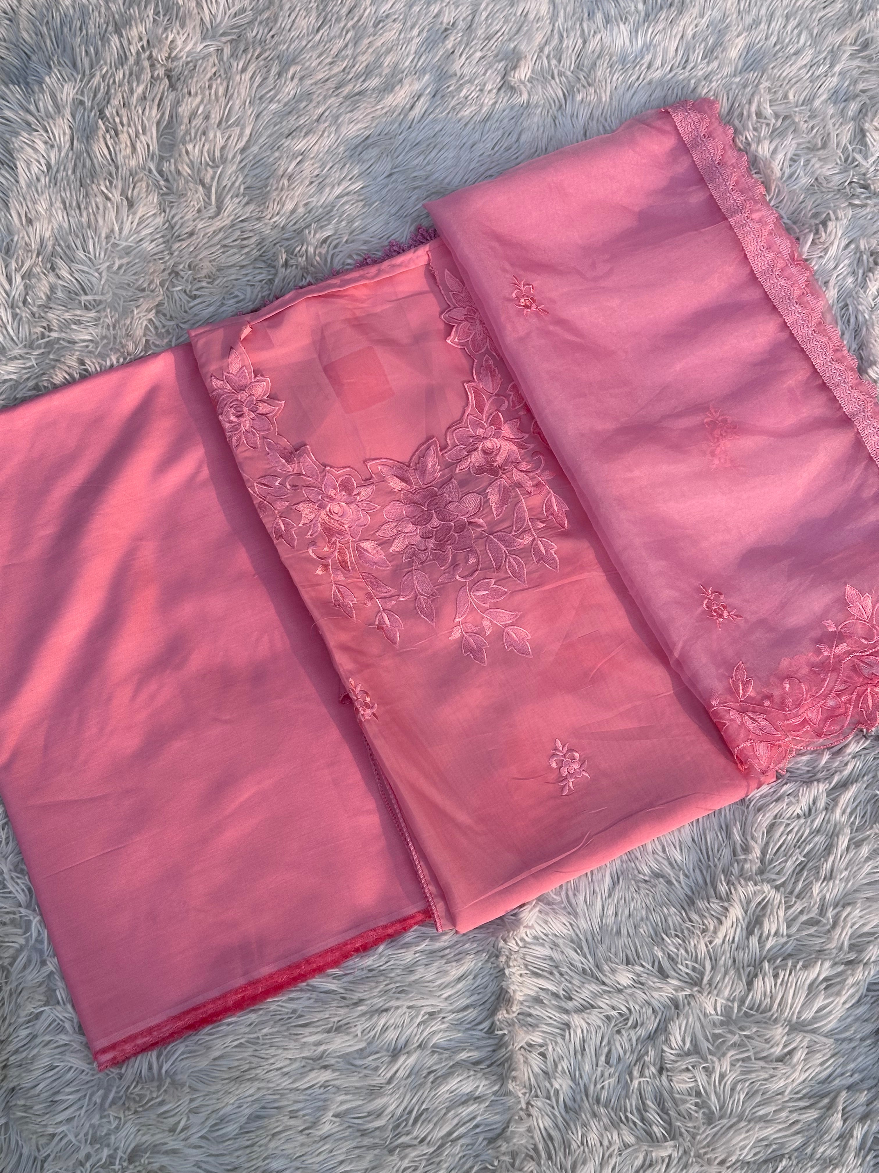 PINK UNSTITCHED SUIT