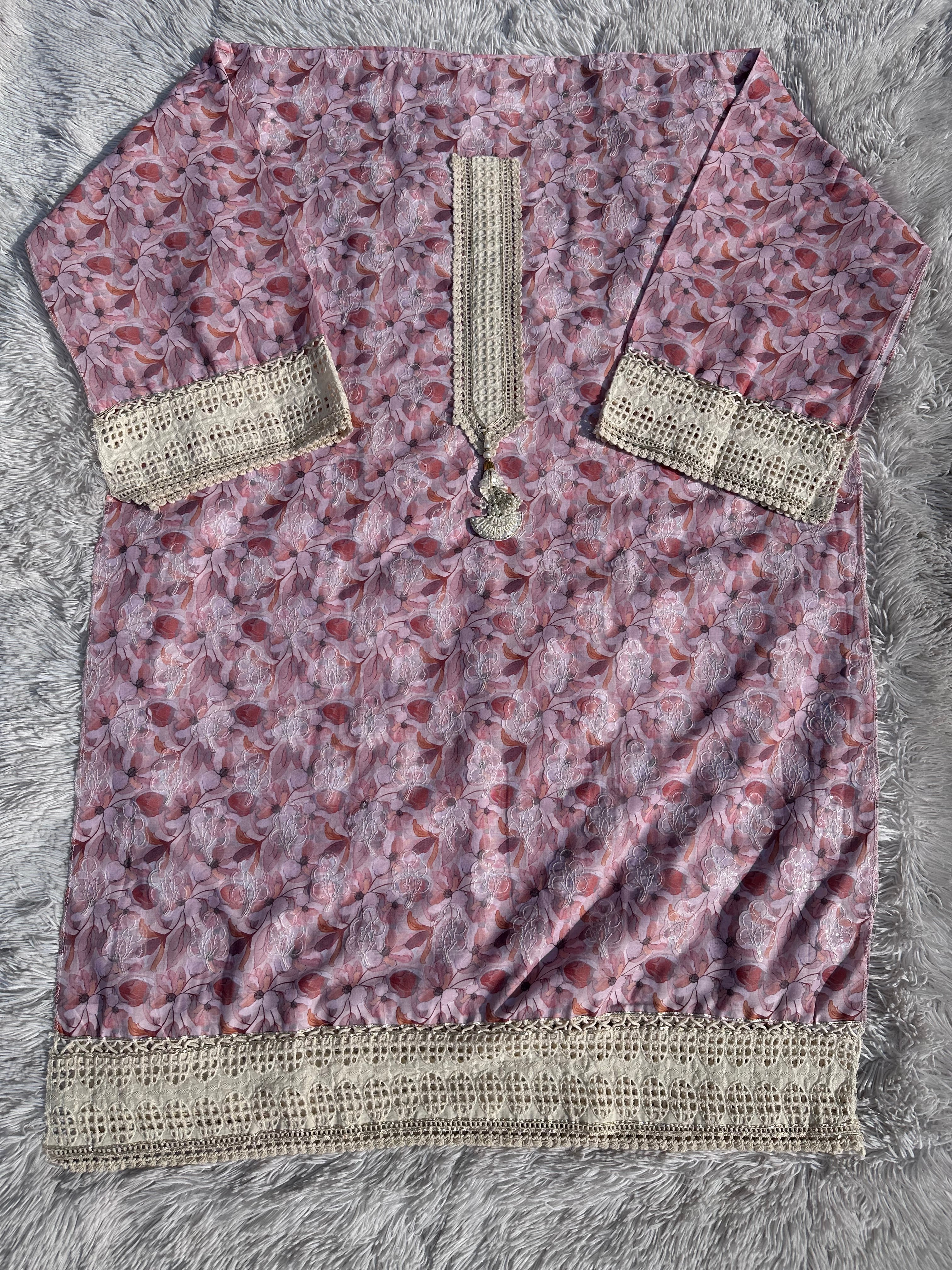 BABY PINK PAKISTANI UNSTITCHED SUIT IN COTTON FABRIC