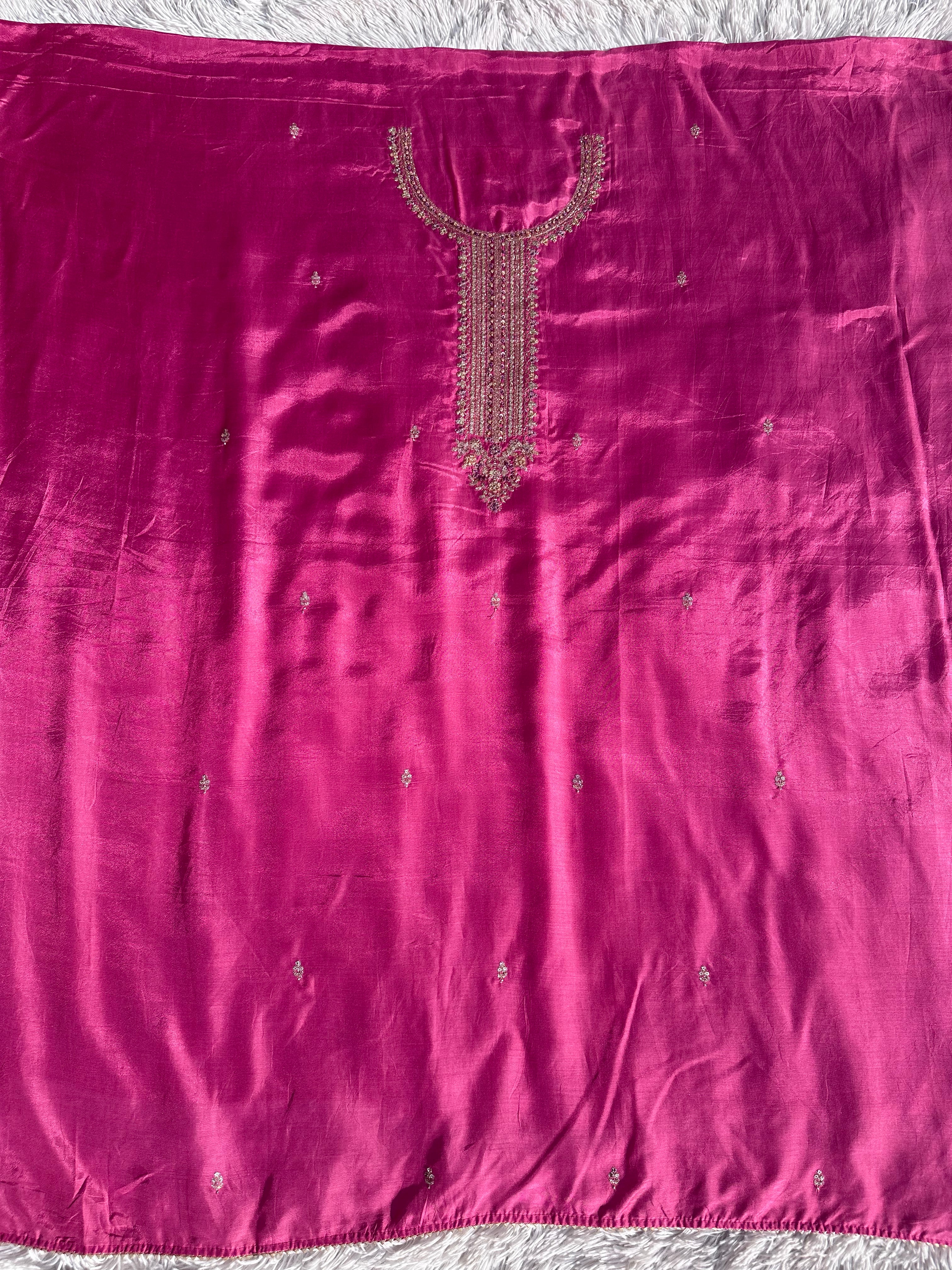 PINK UNSTITCHED SUIT IN COTTON MUSLIN SILK FABRIC