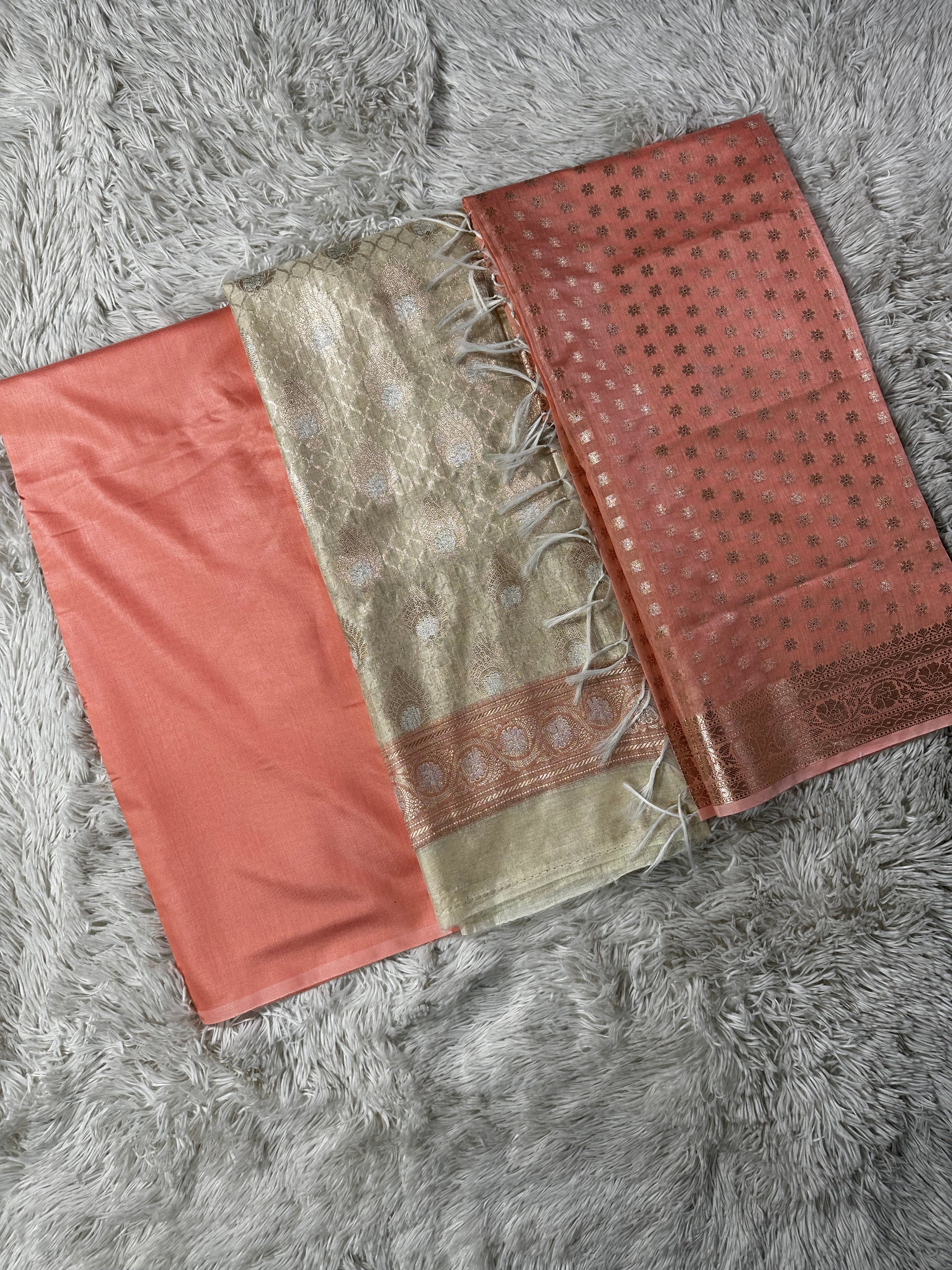 PINK UNSTITCHED SUIT IN FABRIC HANDLOOM SILK