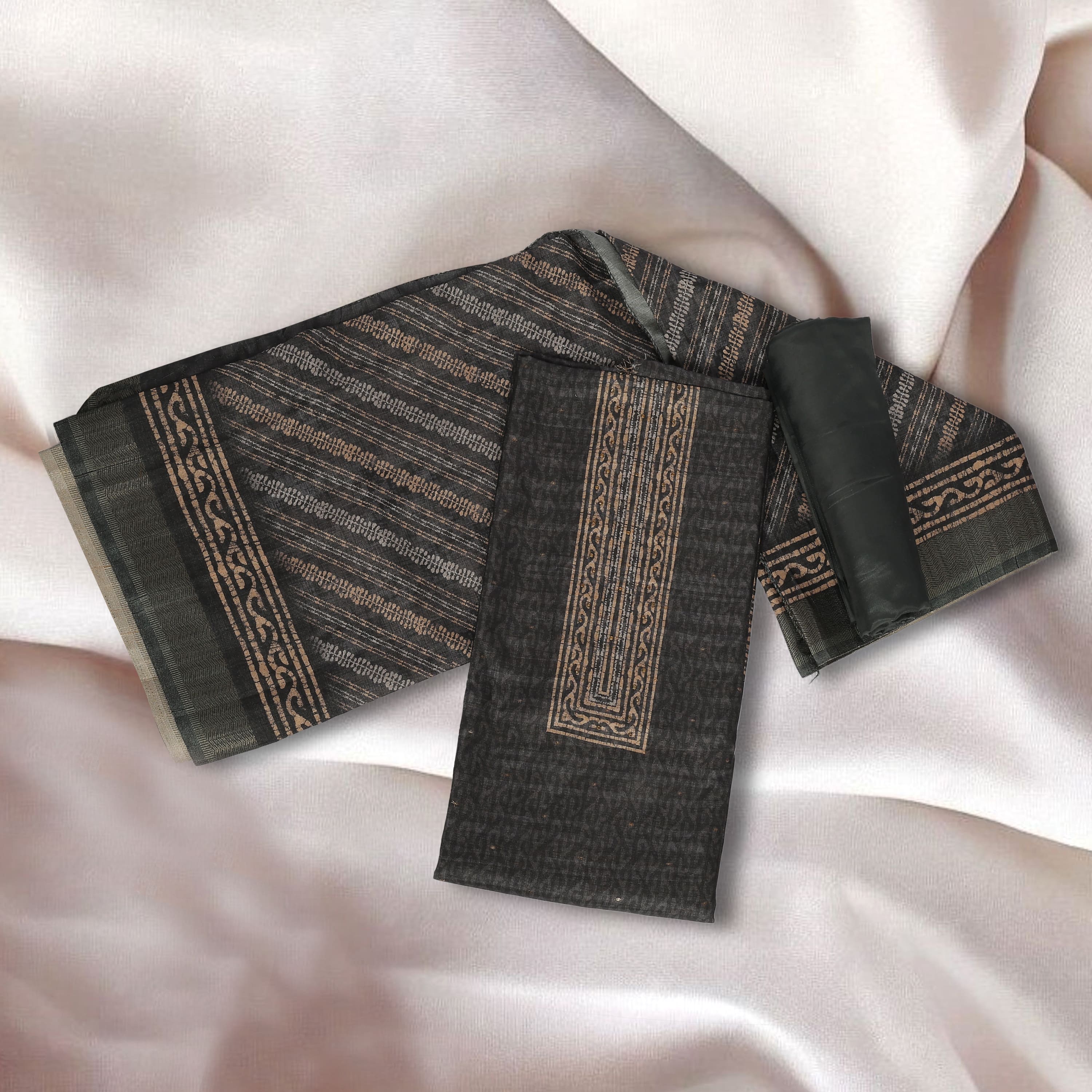 UNSTITCHED SUIT IN CHANDERI FABRIC
