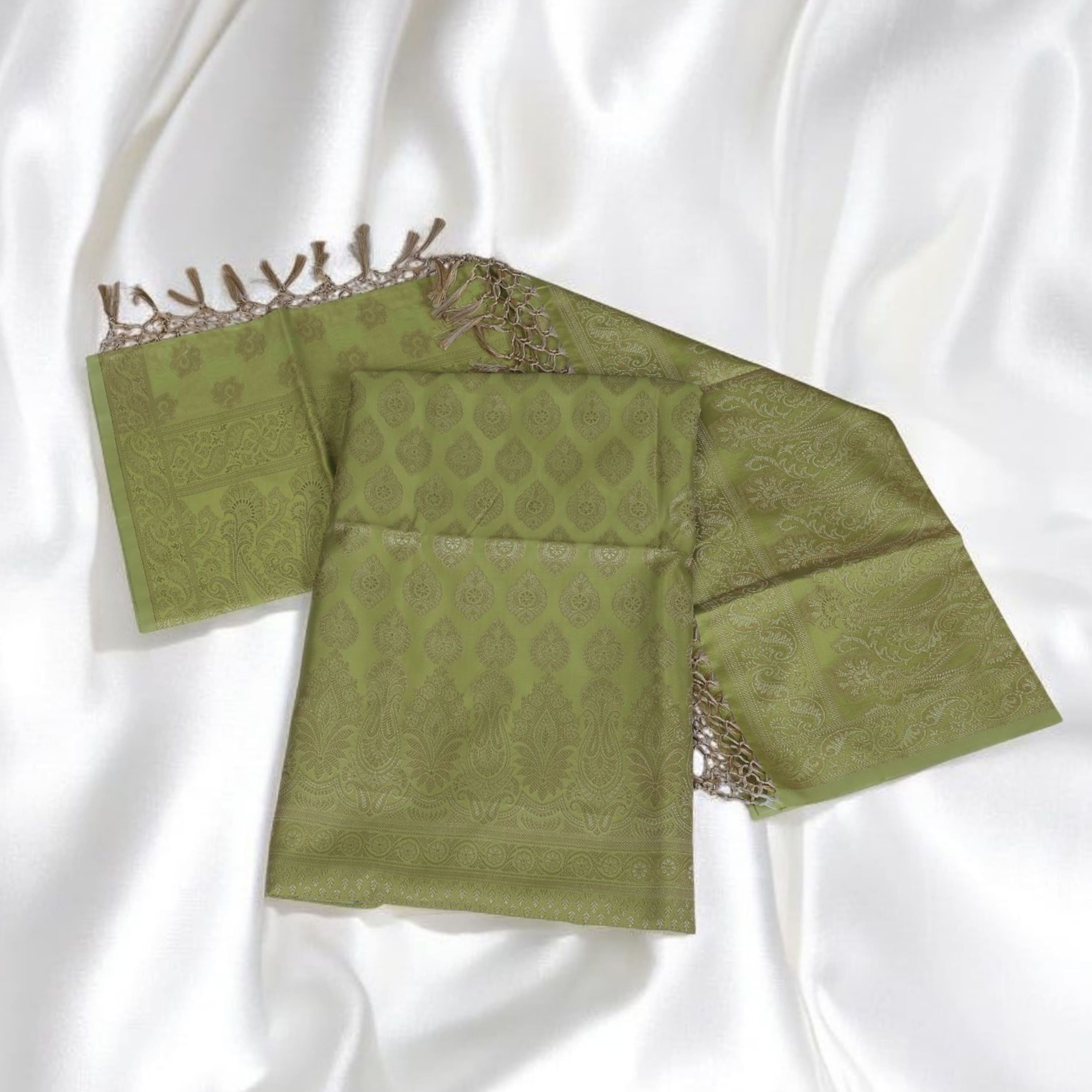 LIME GREEN UNSTITCHED SUIT IN BANARASI SILK FABRIC