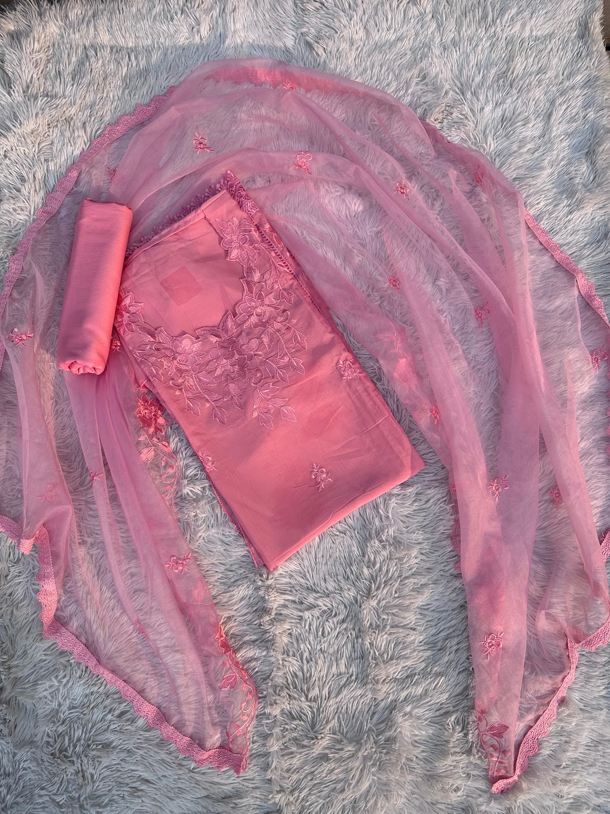 PINK UNSTITCHED SUIT