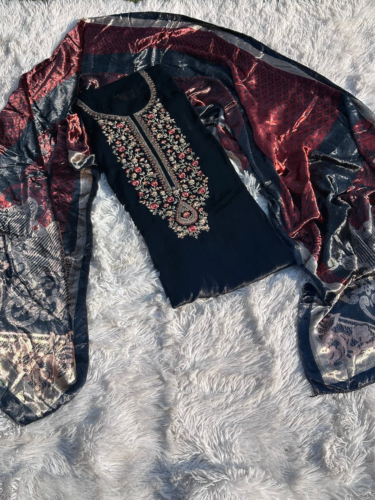 BLACK UNSTITCHED SUIT IN PURE SHANEEL FABRIC