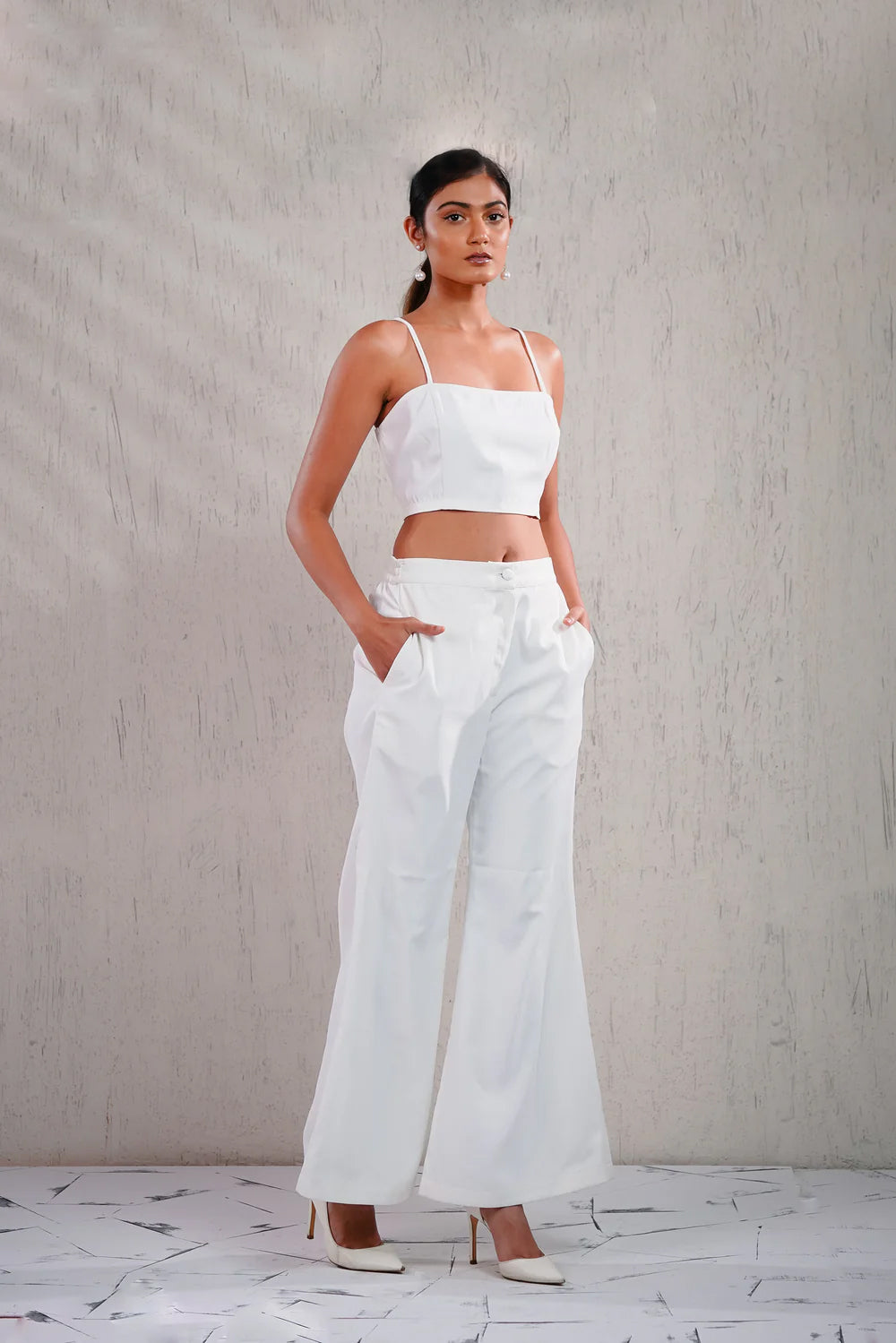 LANTANA - White Crop Top with FlarePants