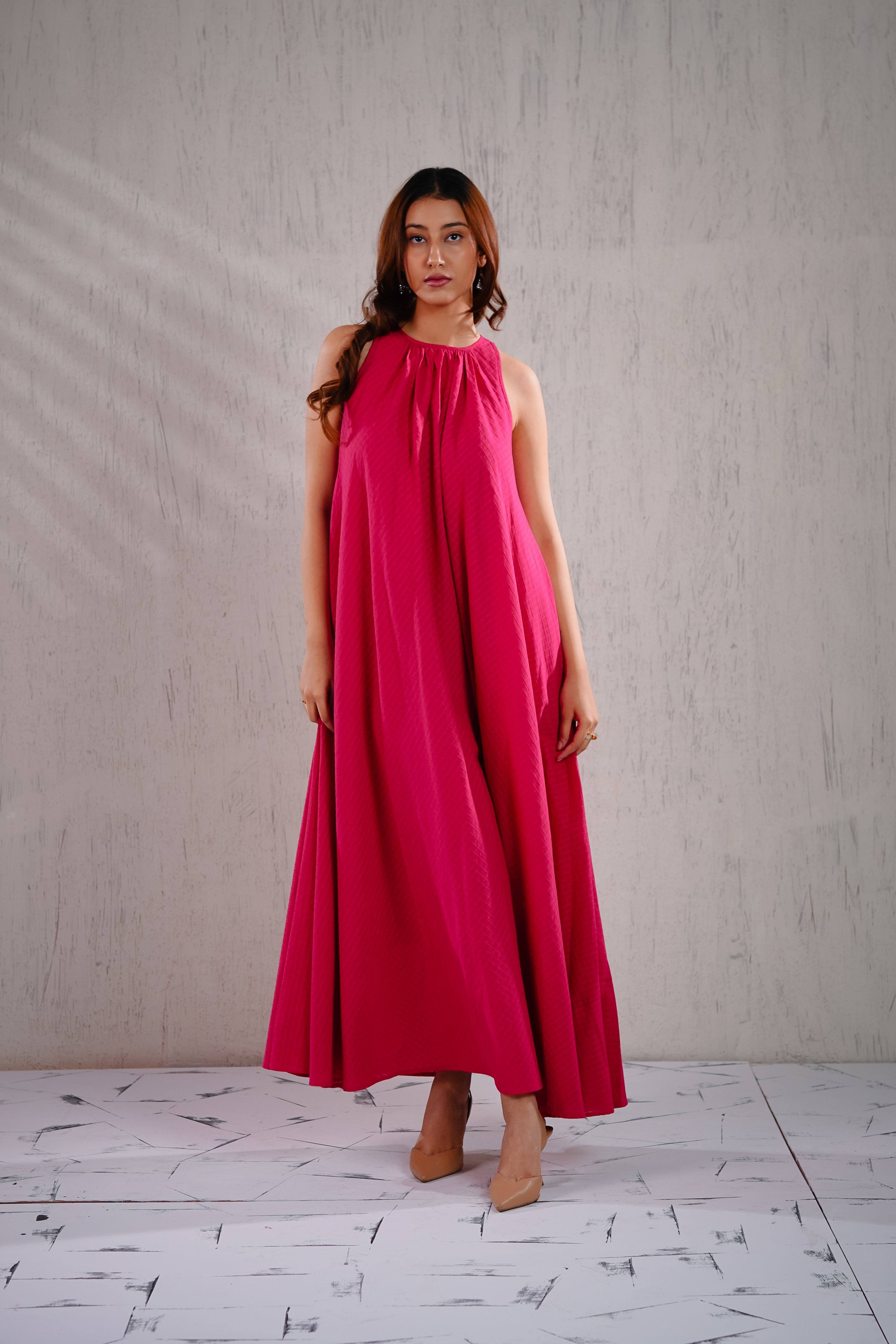 Moonflower - Pink Checks Maxi dress