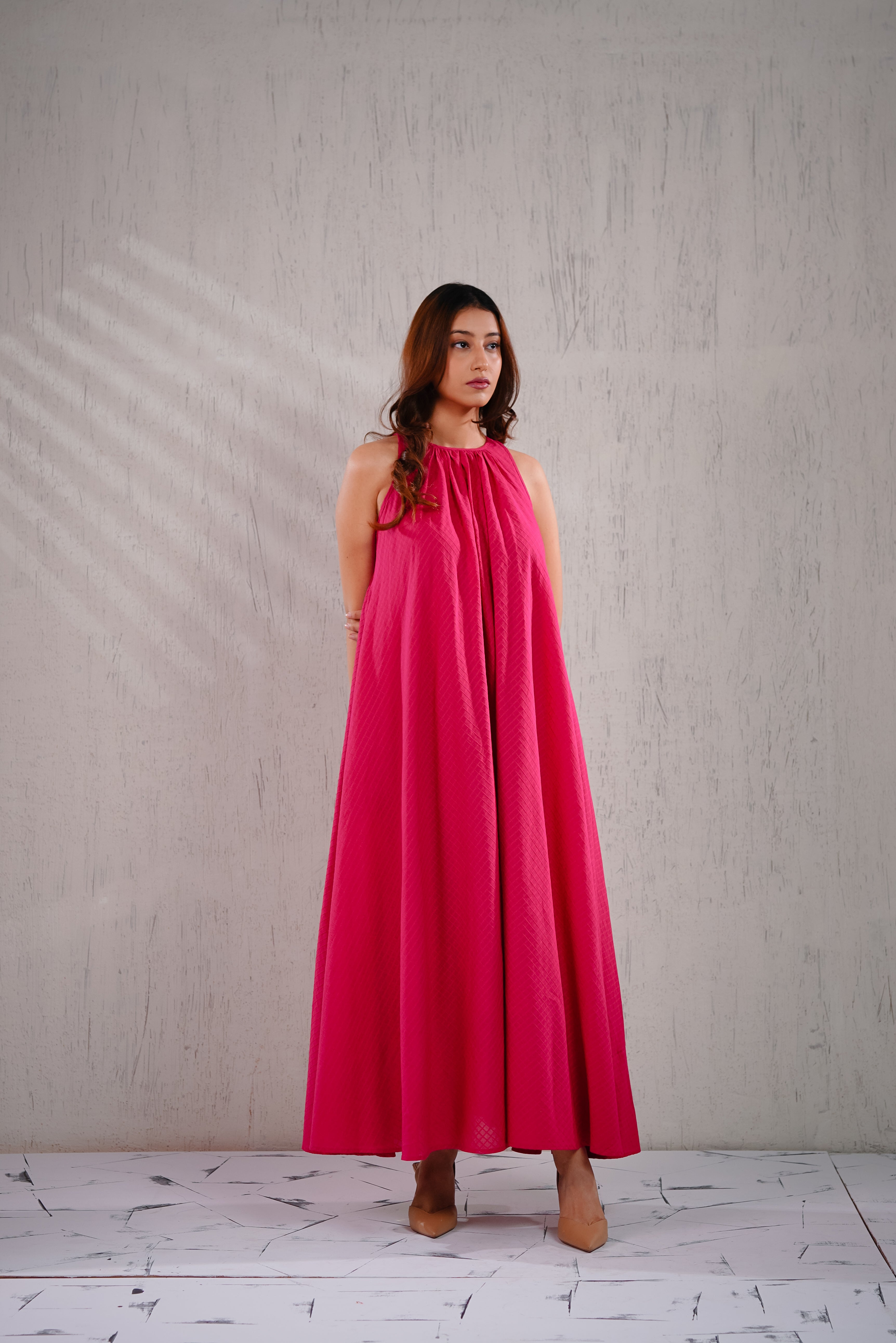 Moonflower - Pink Checks Maxi dress