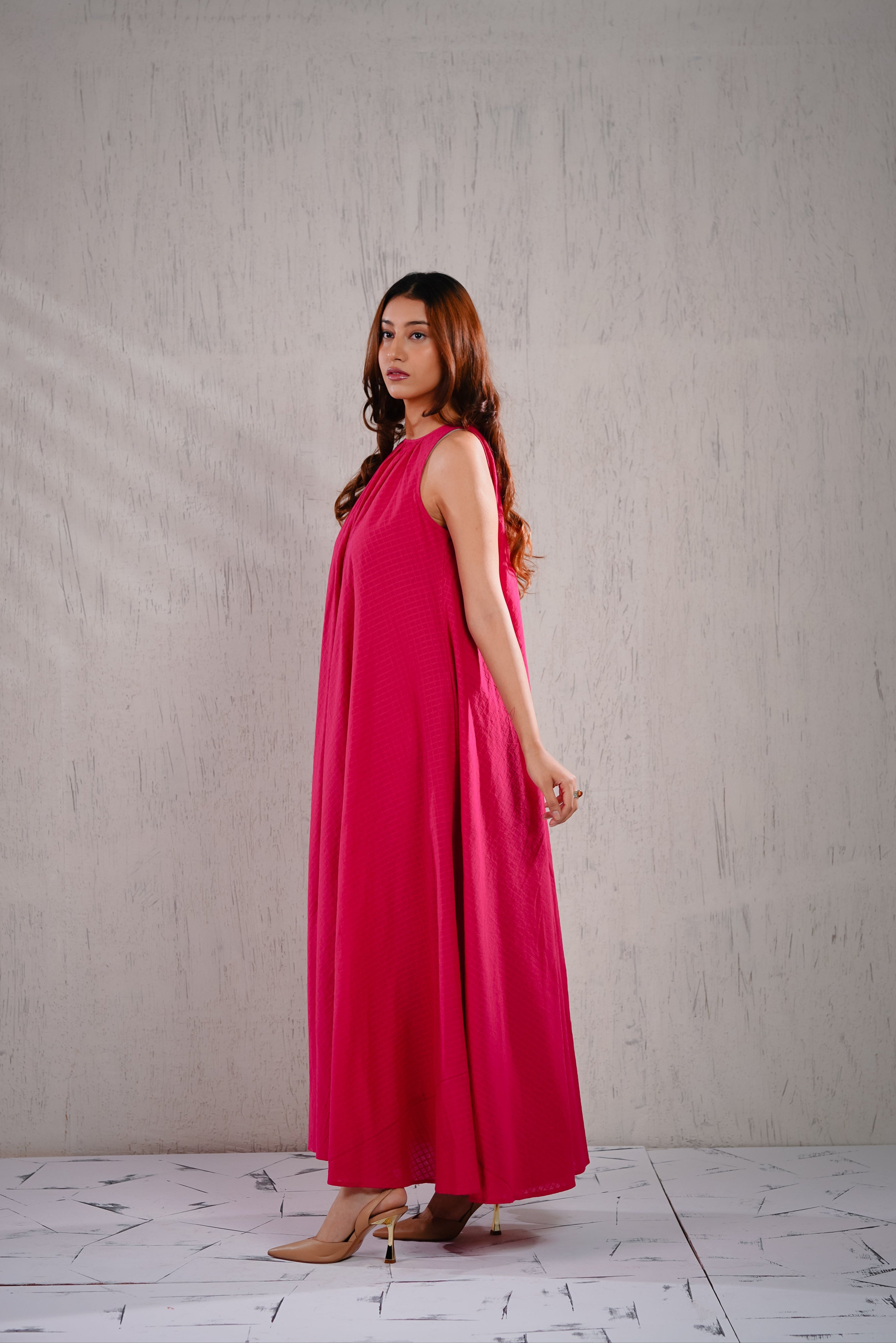Moonflower - Pink Checks Maxi dress