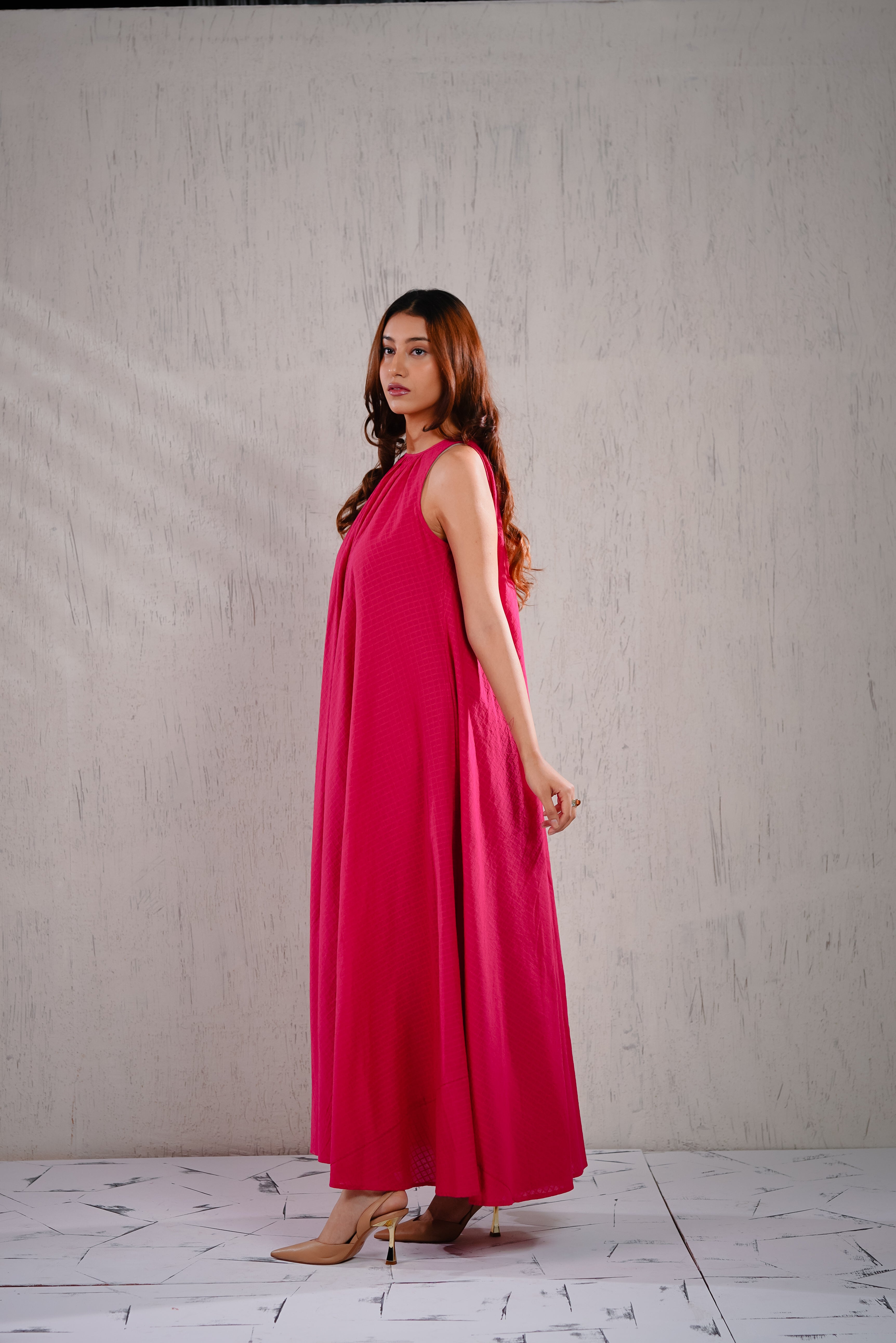 Moonflower - Pink Checks Maxi dress