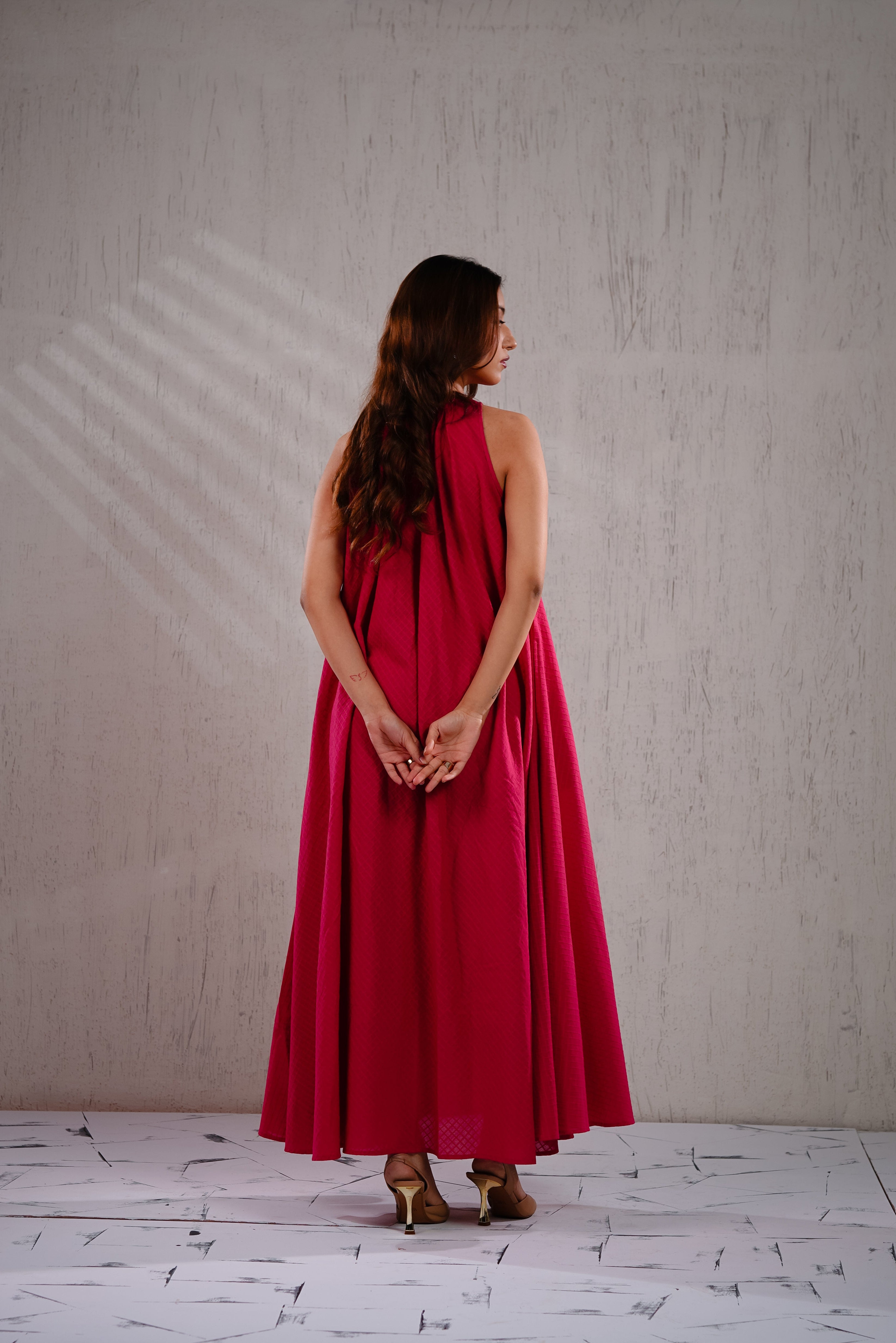 Moonflower - Pink Checks Maxi dress