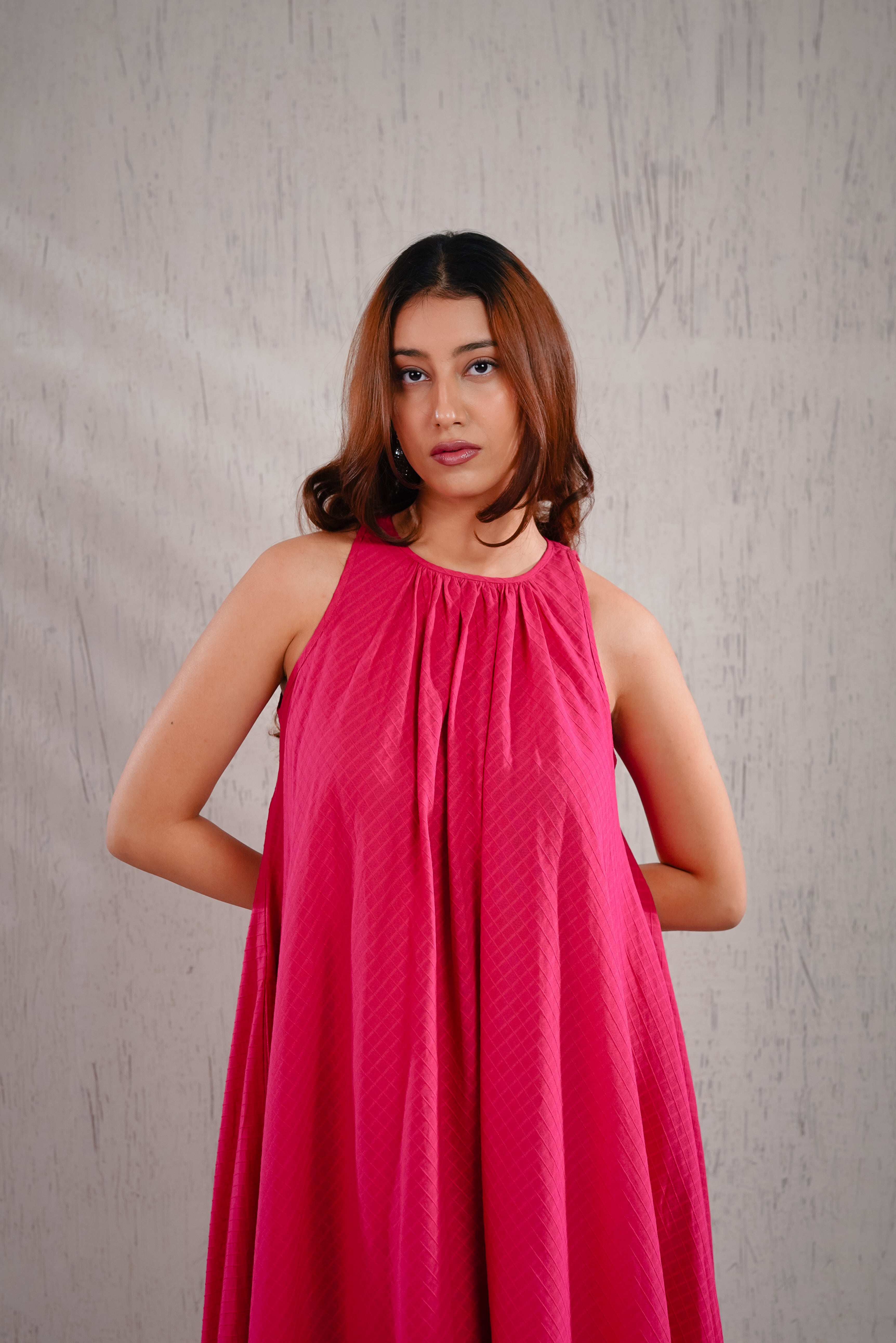 Moonflower - Pink Checks Maxi dress