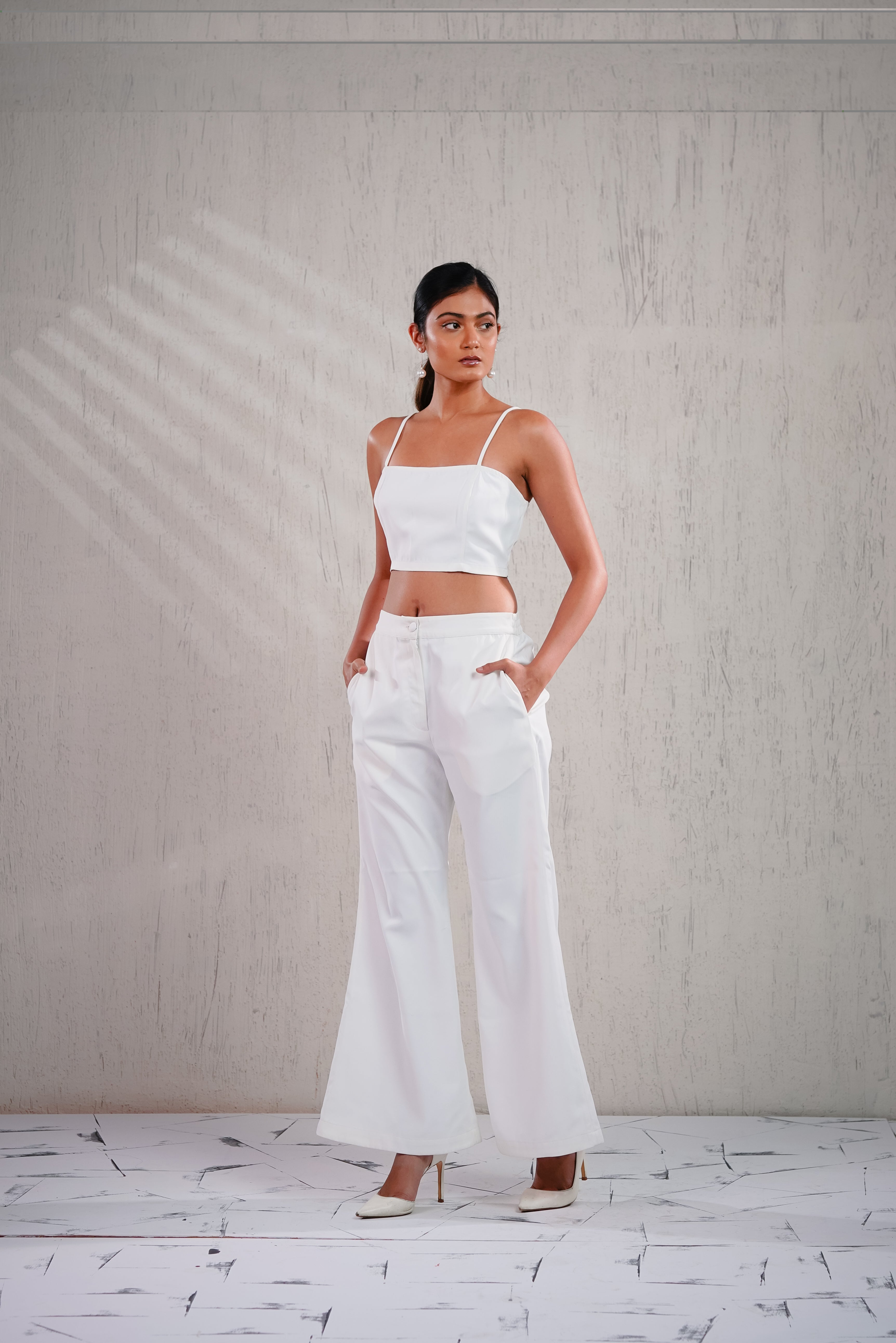 LANTANA - White Crop Top with FlarePants