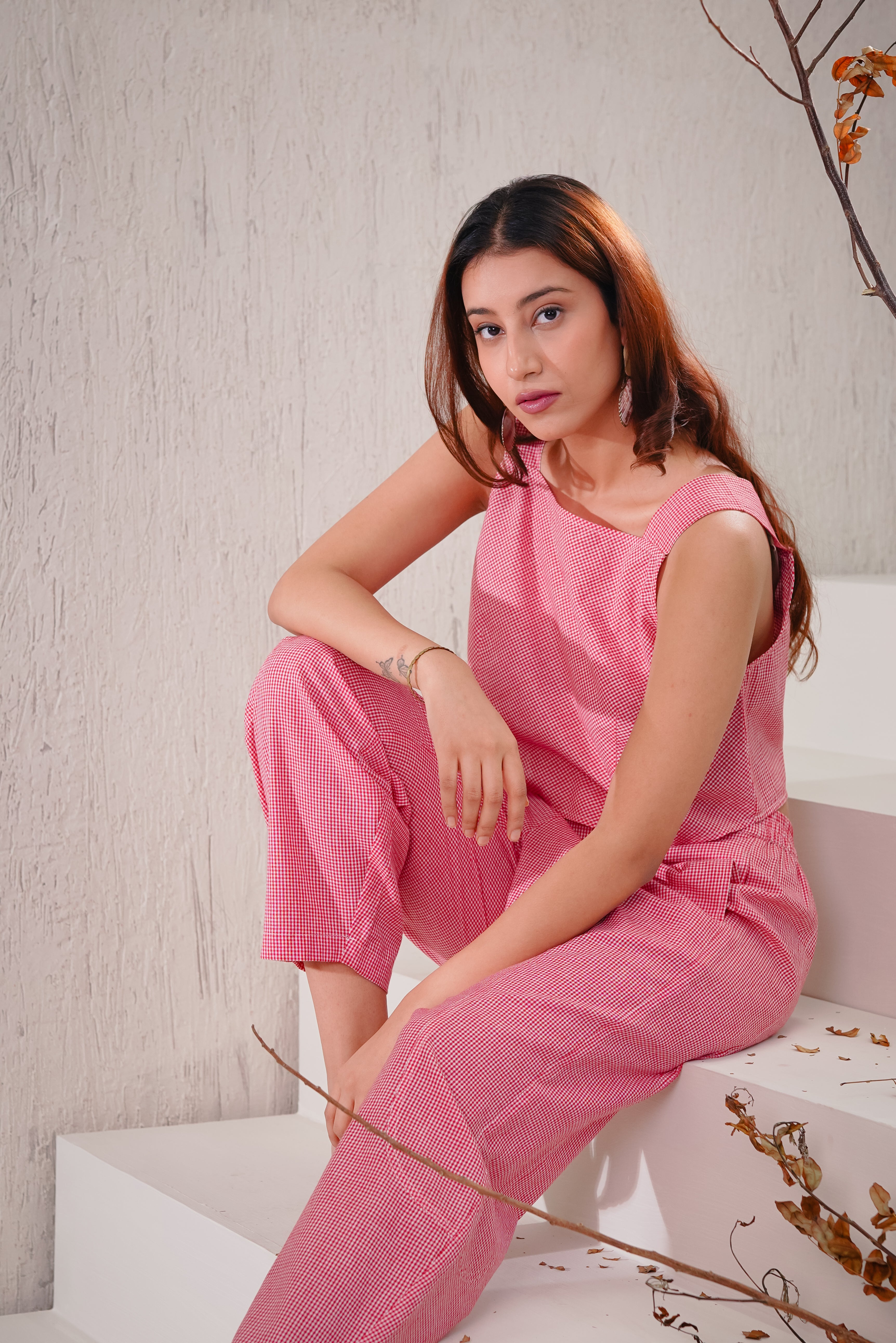 LOTUS - Red Checks Co-ord Set