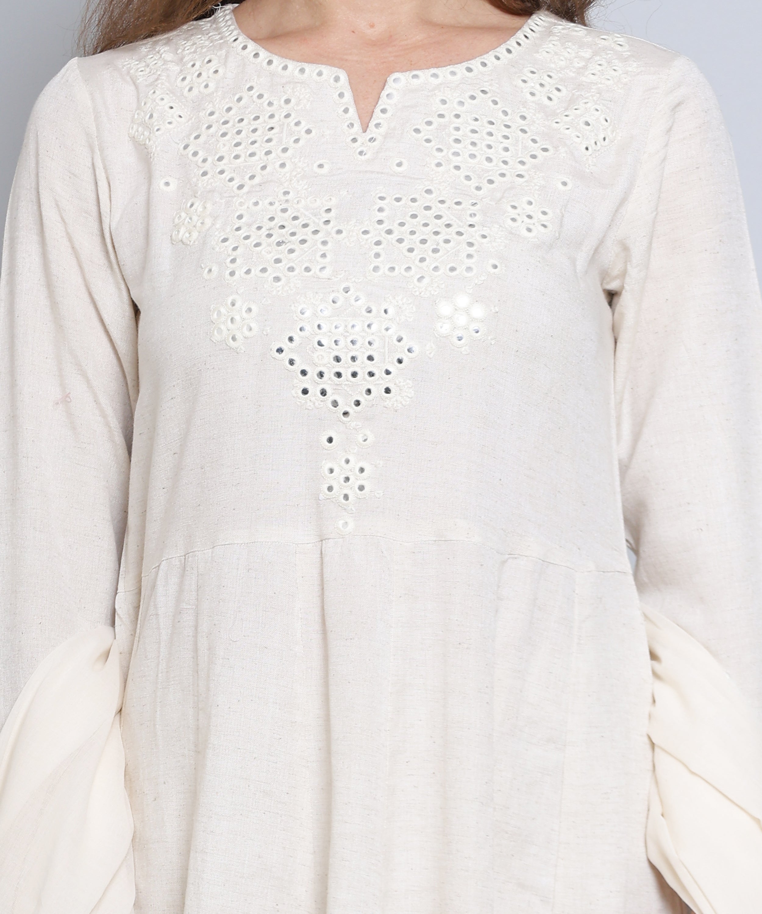 White Naira cut Suit with Palazzo in Khadi Cotton