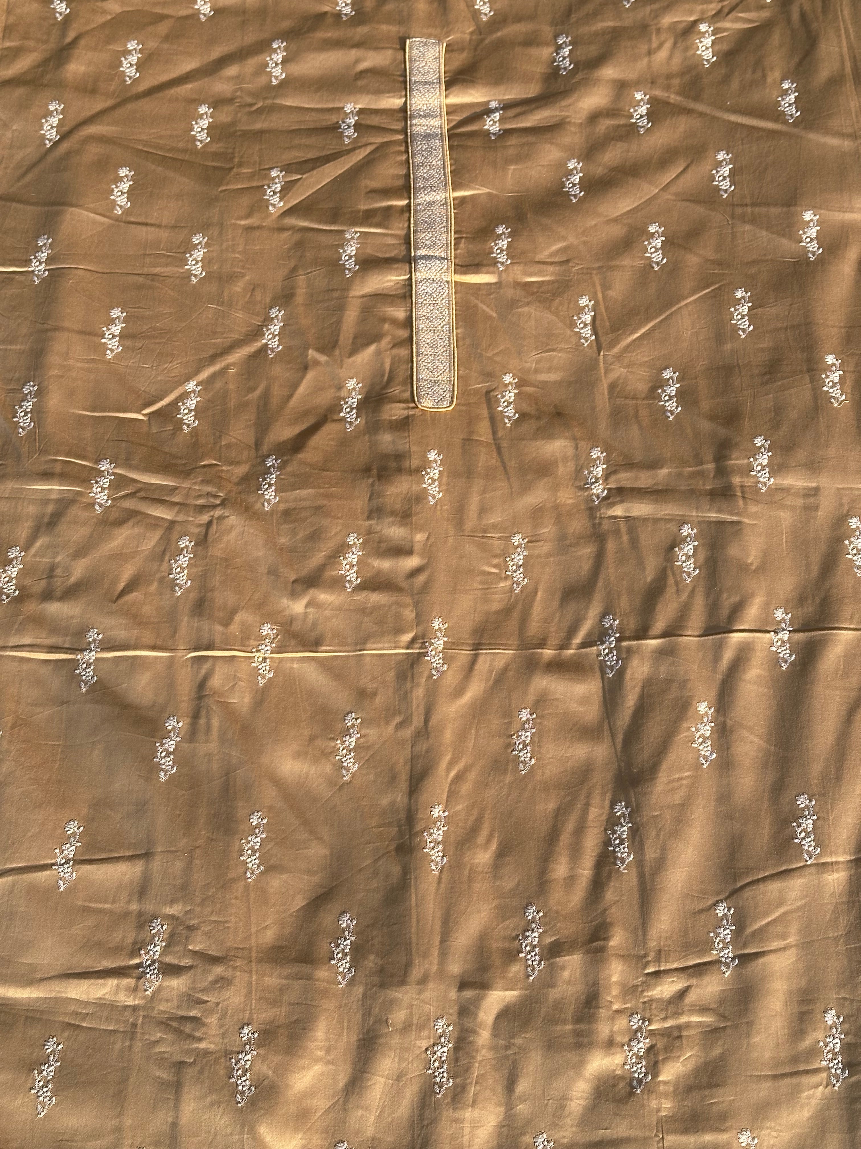 BEIGE UNSTITCHED SUIT IN GLAZE COTTON FABRIC